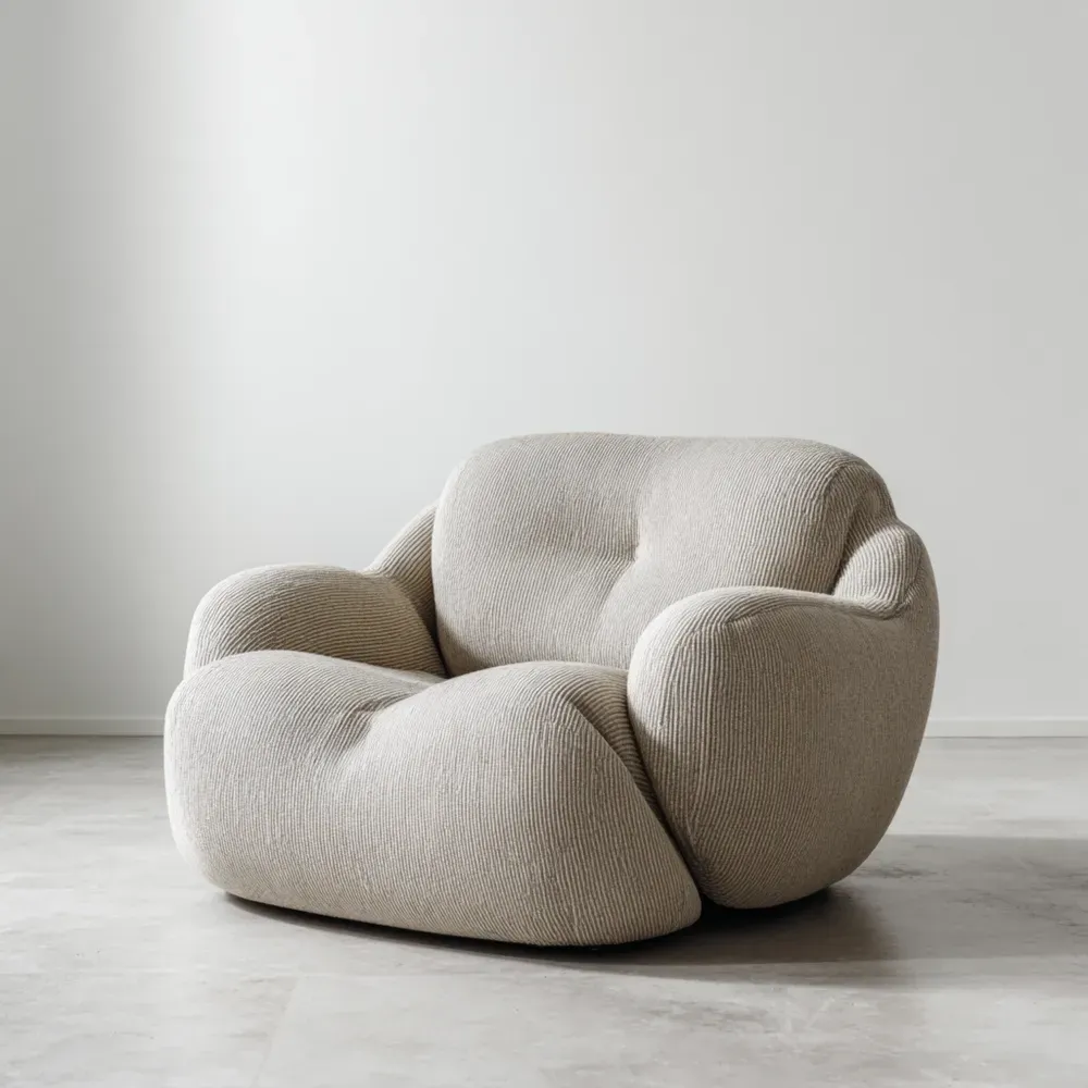 Sessel mit Cordstoff 90x90x75 cm in Beige