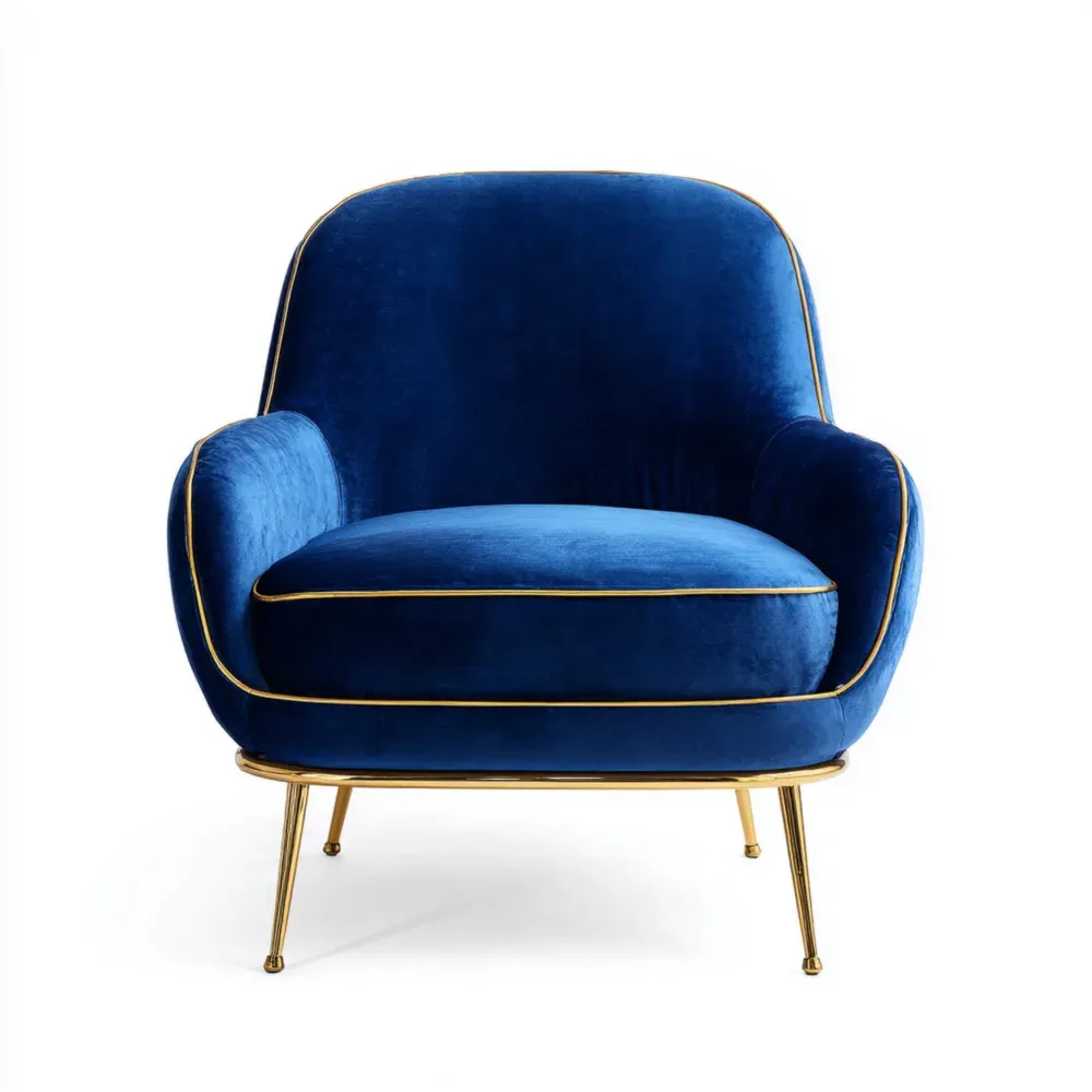 Veloursessel mit Metallbeinen Dunkelblau