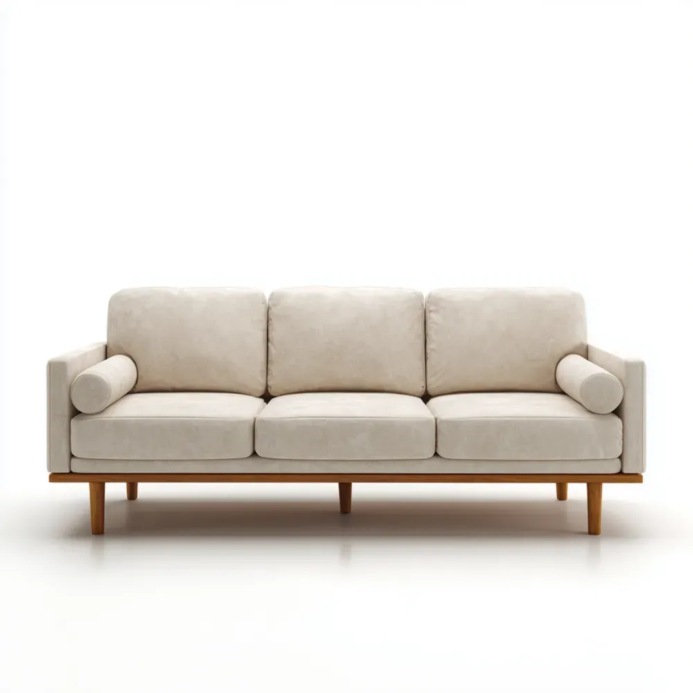 3-Sitzer Sofa aus Stoff und Holz 200x85x75 cm – Beige