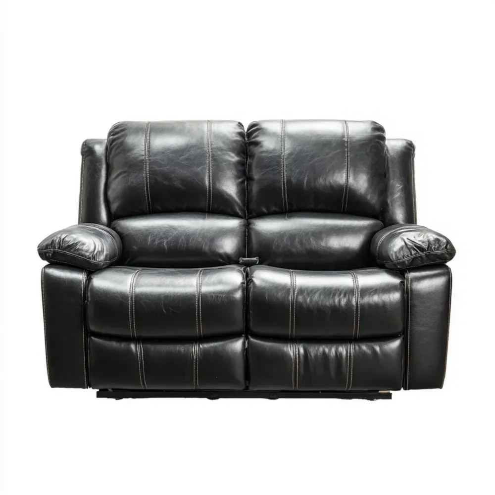 Zweisitzer Ledersofa Schwarz 150x90x100 cm