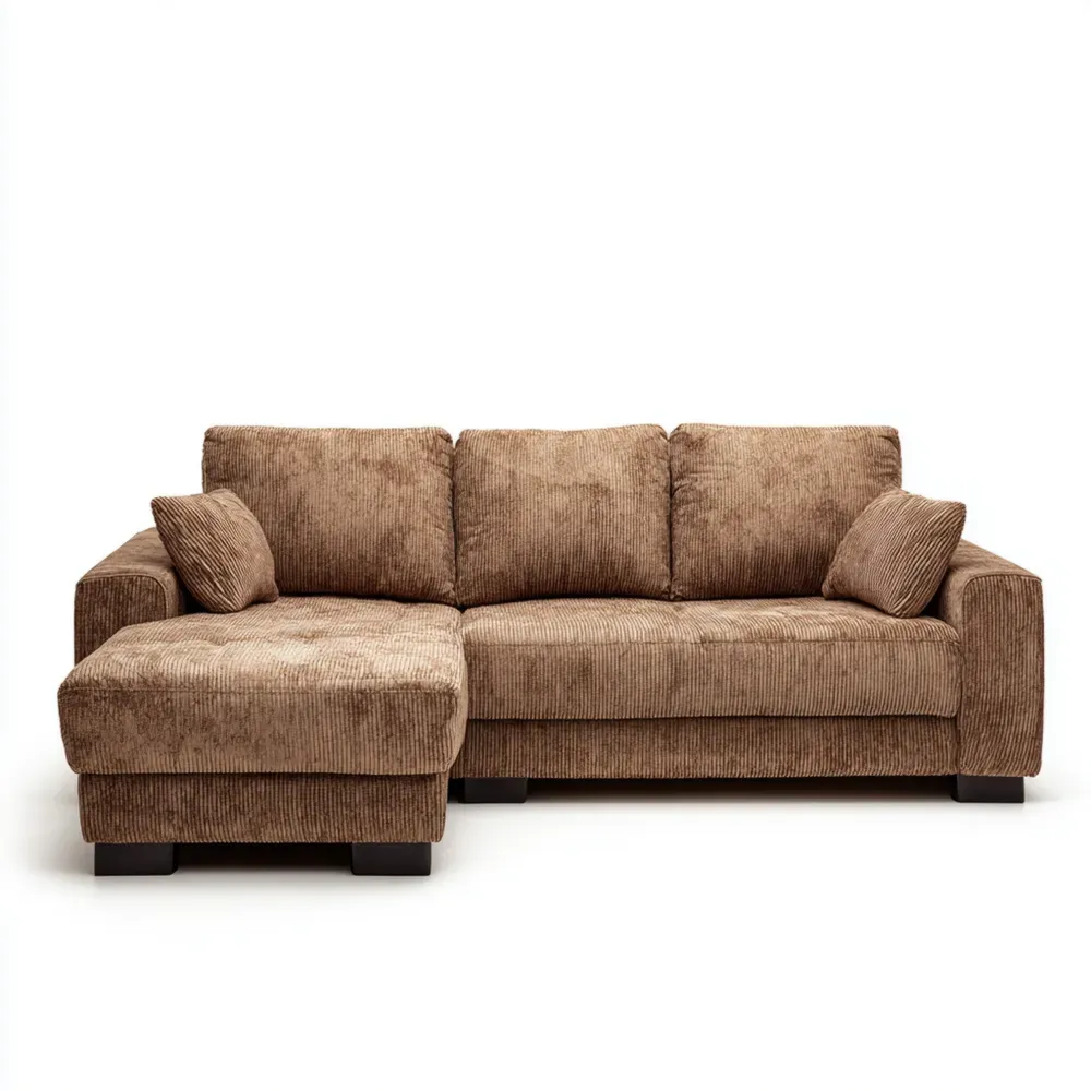 Ecksofa Cordstoff Braun 250x160x85 cm