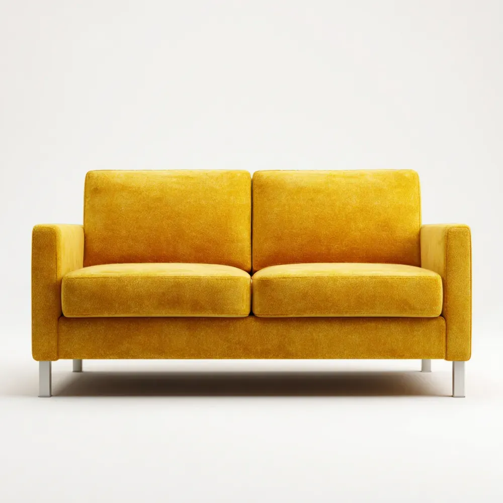 Zweisitzer-Sofa Samt Gelb mit Metallgestell