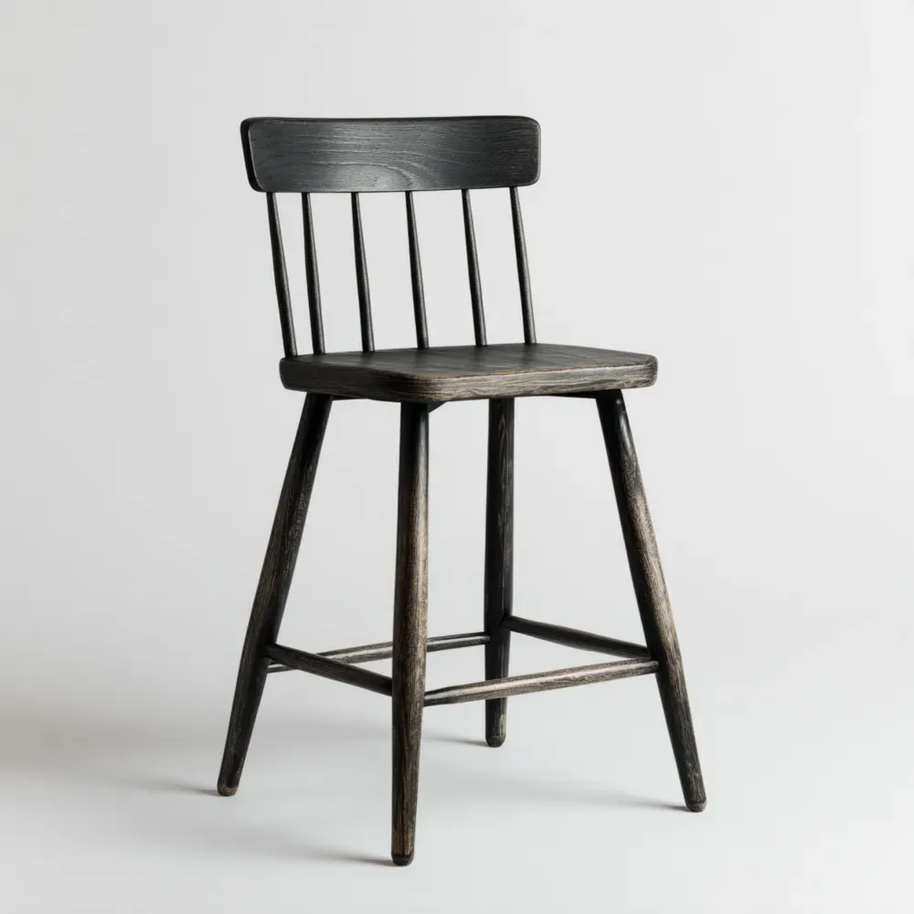 Barhocker Eichenholz 45x45x100 cm - Schwarz