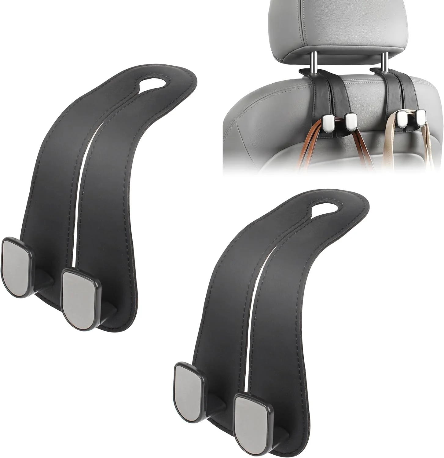 🚗Car Seat Headrest Hook | Vegan Leather Hooks