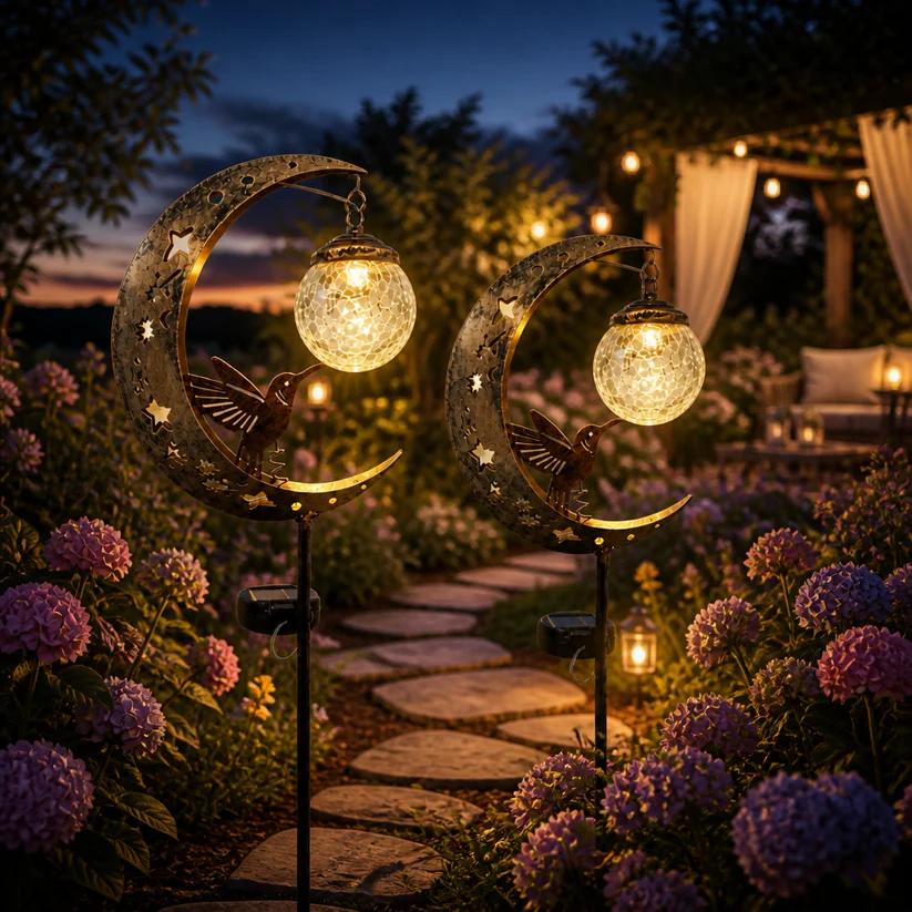 ✨ Hummingbird Moon Solar Garden Stake Light – Enchant Your Outdoor Space