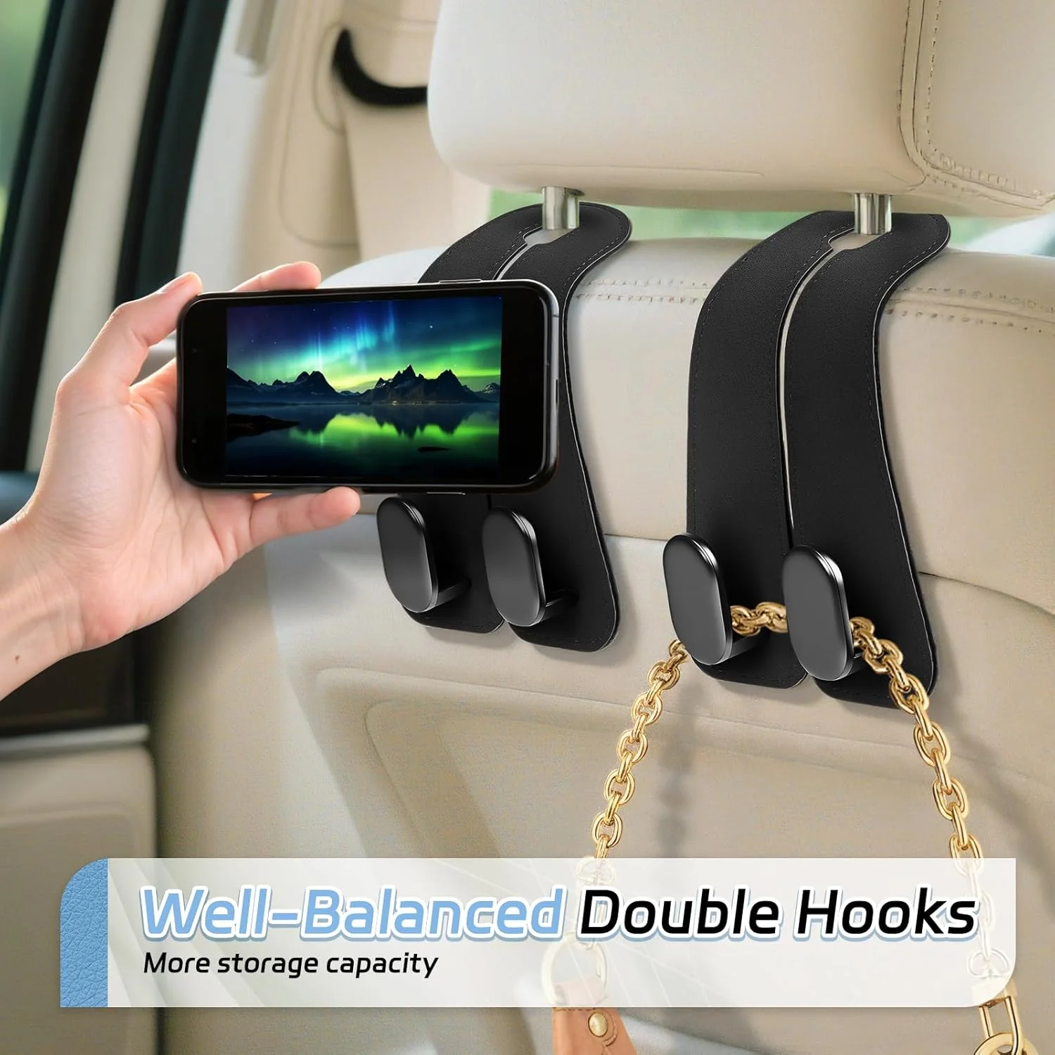 🚗Car Seat Headrest Hook | Vegan Leather Hooks