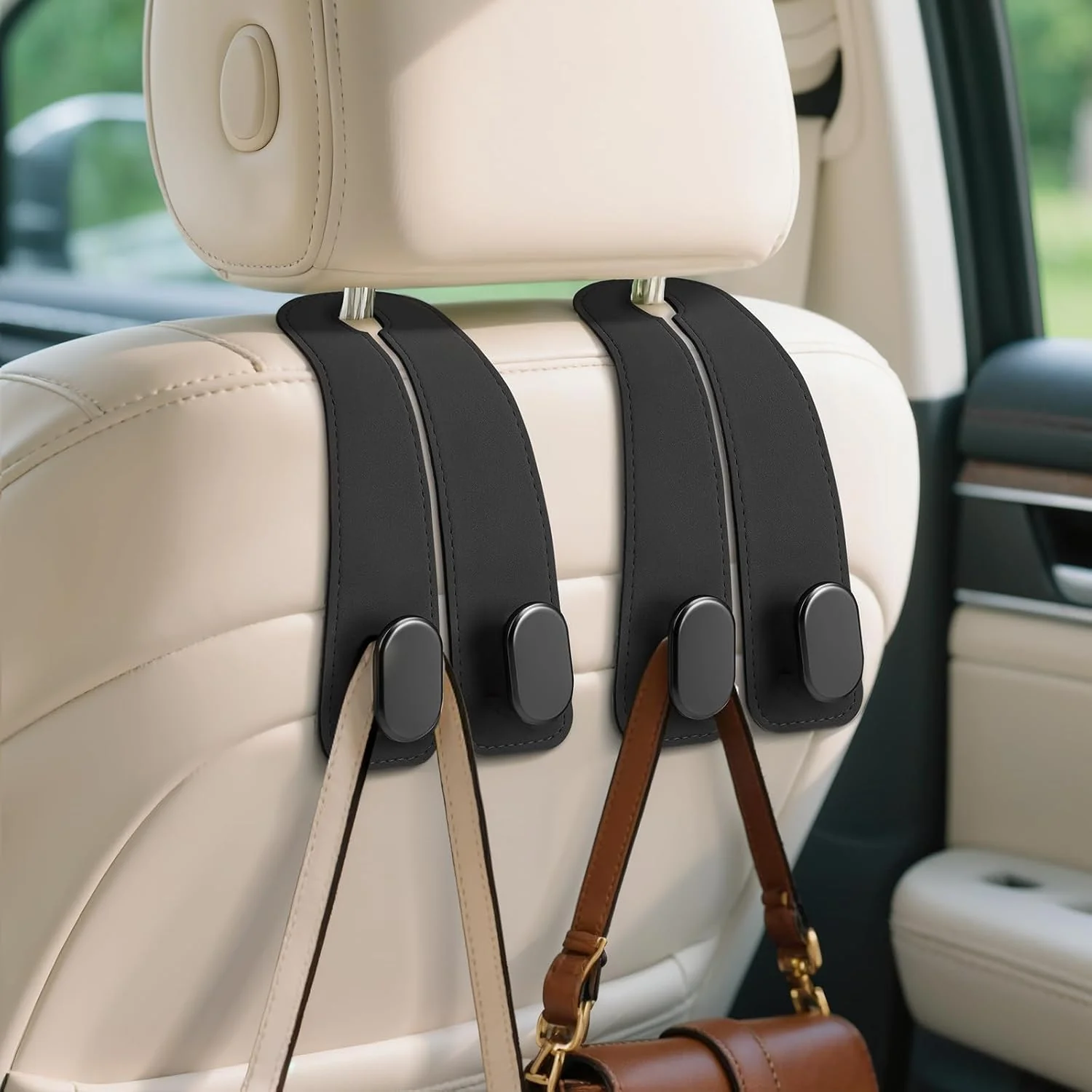 🚗Car Seat Headrest Hook | Vegan Leather Hooks