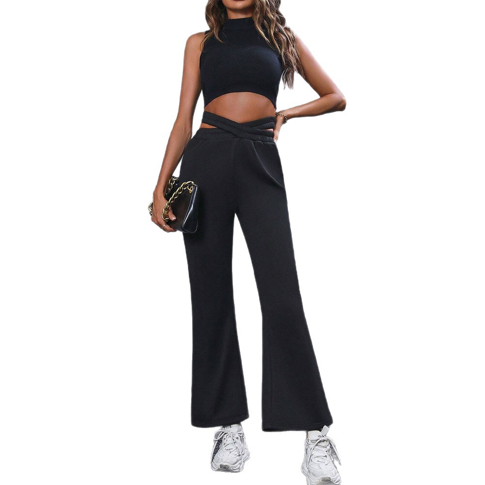 Limited-Time 50% OFF! 🔥 — Crossover Lace-Up Waist Flared Joggers: Casual Y2K Style