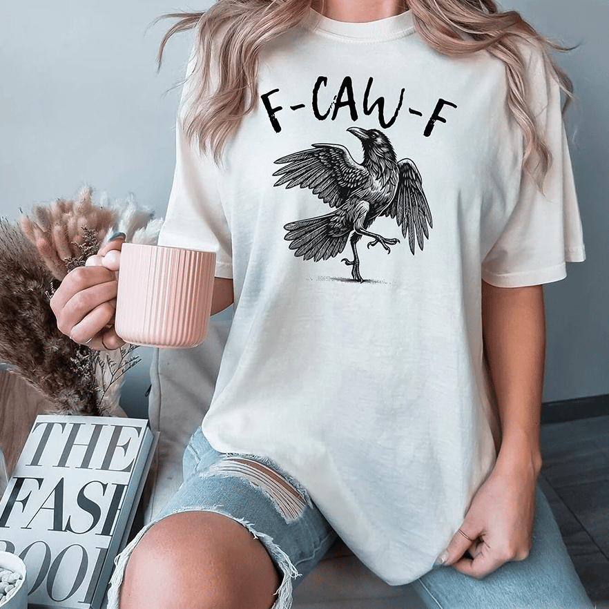 Witchy Raven T-shirt Bold Crow Design F-CAW-F Dark Humour Soft Cotton