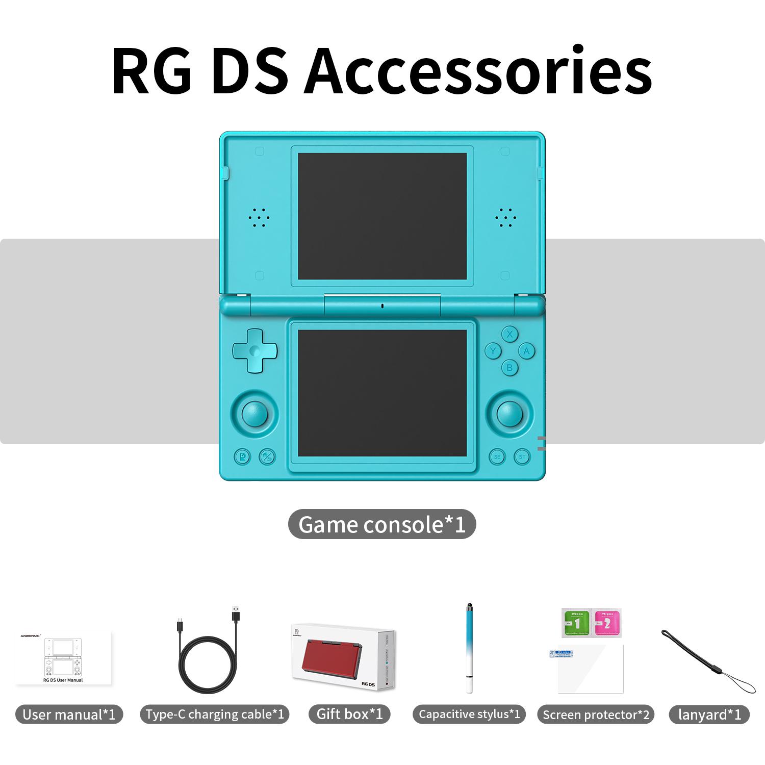 ANBERNIC RG DS Handheld Game Consoles RGDS Retro Gaming Console Dual-screen Video Game Console 3+32GB Android 14 Portable Pocket Arcade No Card 4000mAh Battery WiFi Bluetooth HD Output Turquoise Blue