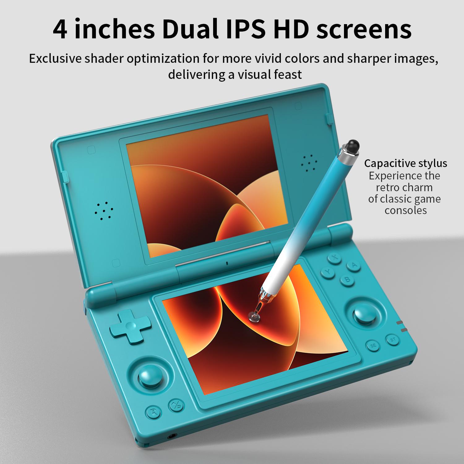 ANBERNIC RG DS Handheld Game Consoles RGDS Retro Gaming Console Dual-screen Video Game Console 3+32GB Android 14 Portable Pocket Arcade No Card 4000mAh Battery WiFi Bluetooth HD Output Turquoise Blue