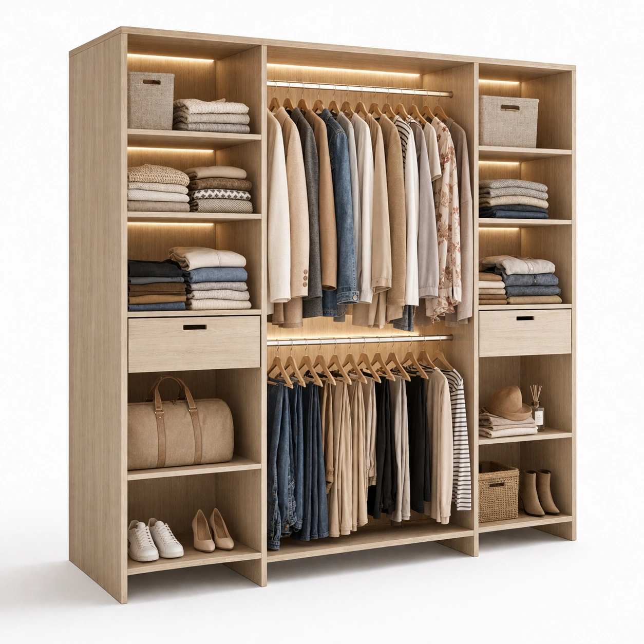 Armario abierto con iluminacion y gran capacidad-livunoa