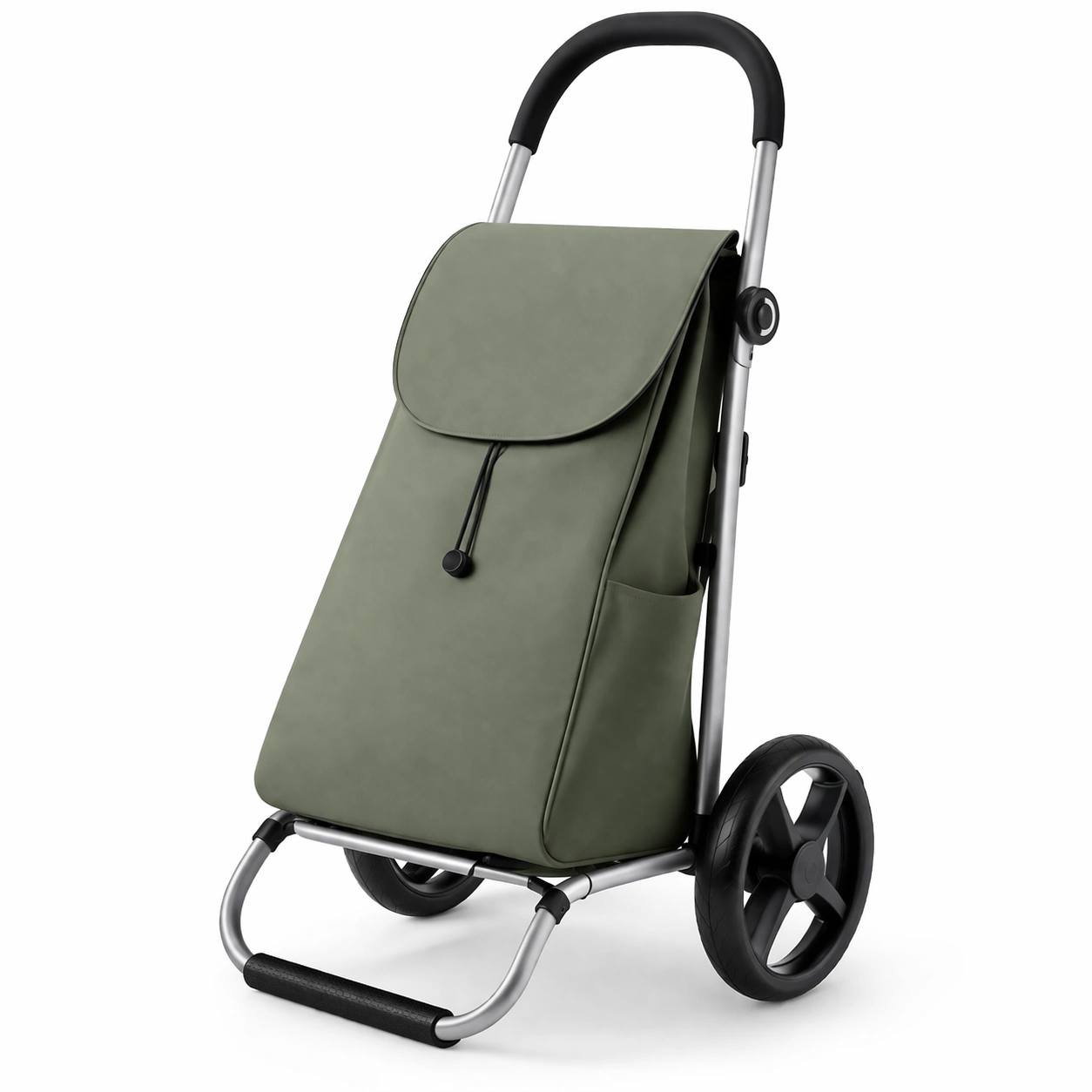 Carro compra beige compacto con ruedas multiples-livunoa