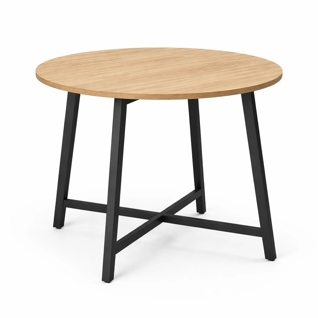 Mesa redonda minimalista con patas metalicas-livunoa