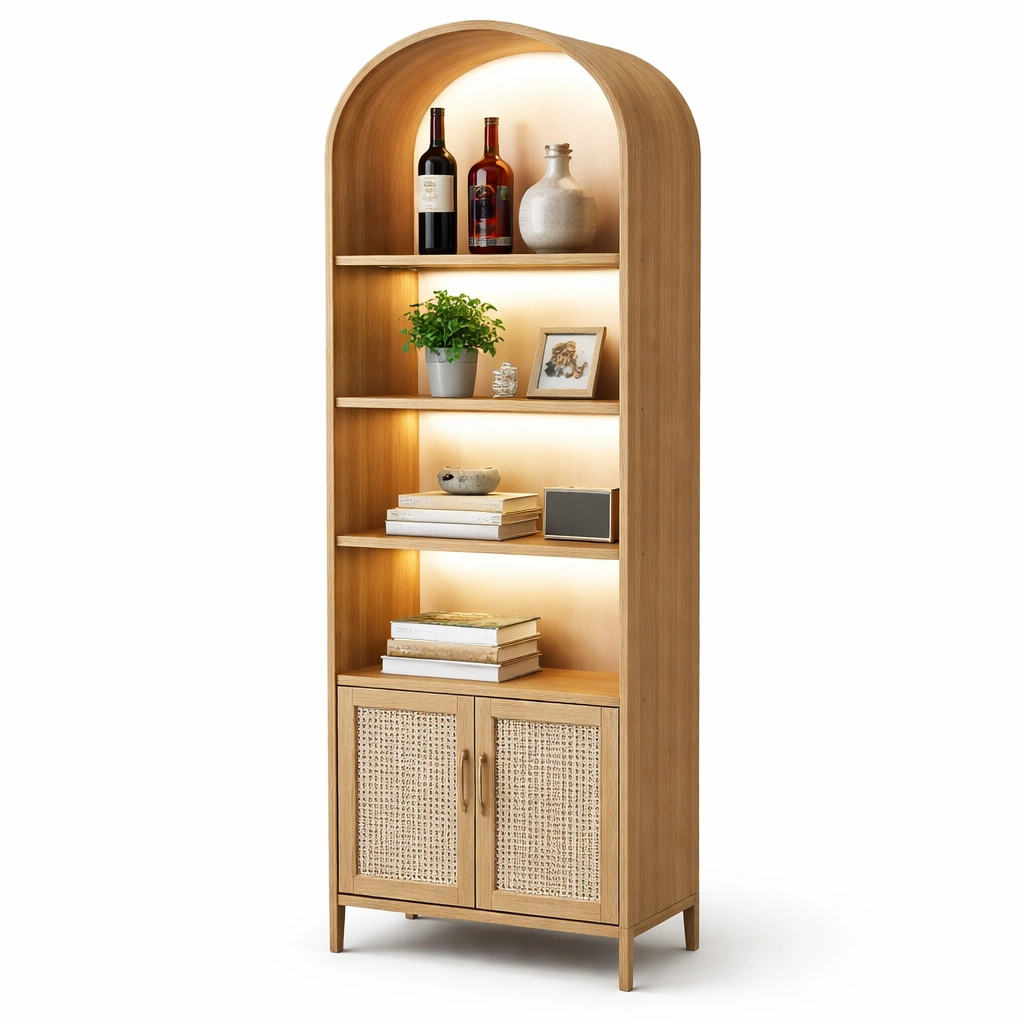 Estanteria alta con puertas inferiores y luz integrada-livunoa