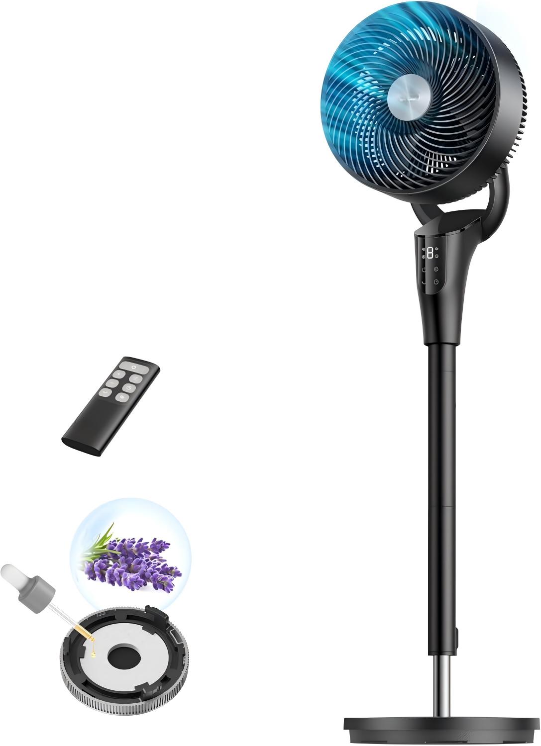 Fan for Bedroom 90ft Airflow, 20dB Quiet Fan, 90° Oscillating Standing Fan for Whole Room