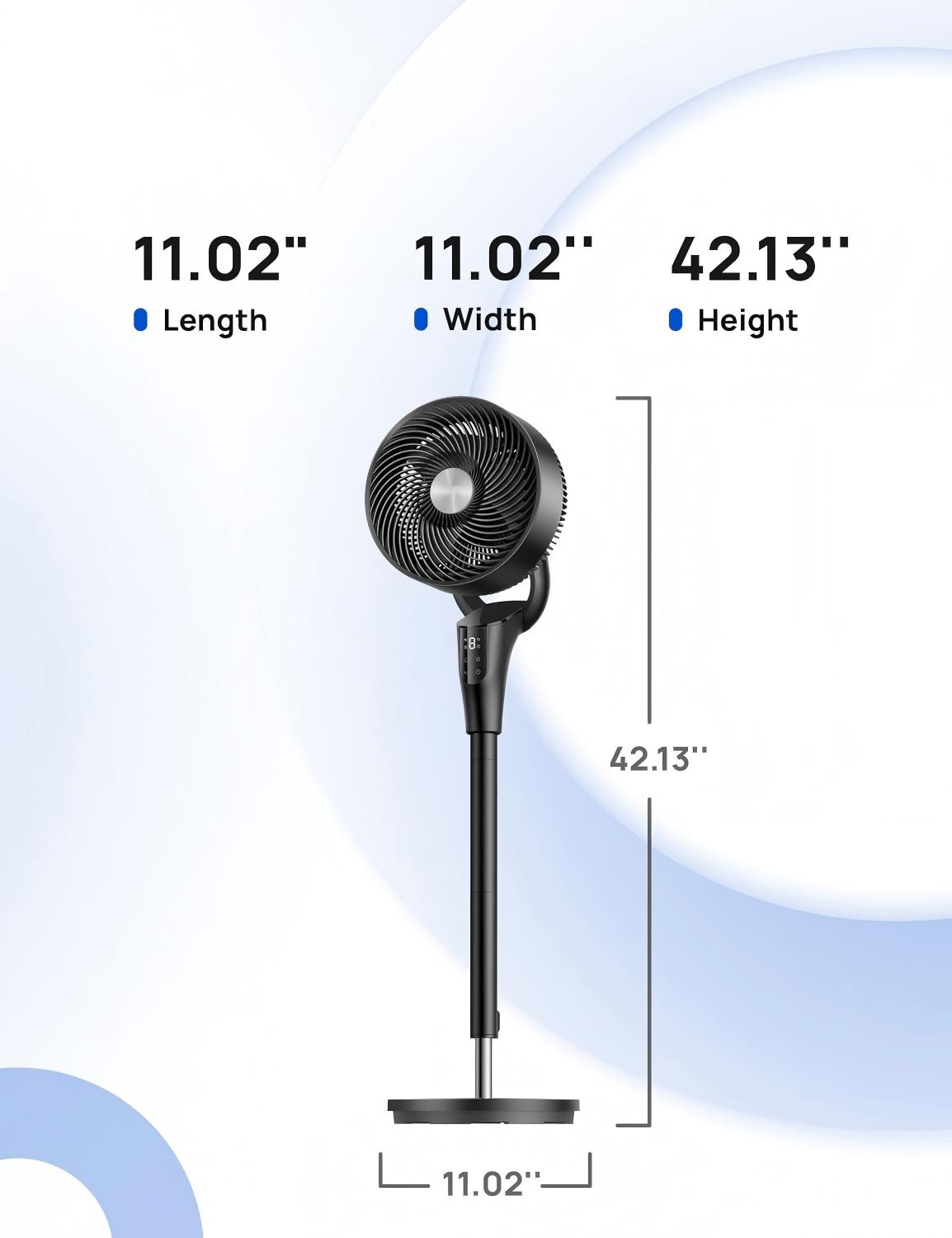 Fan for Bedroom 90ft Airflow, 20dB Quiet Fan, 90° Oscillating Standing Fan for Whole Room