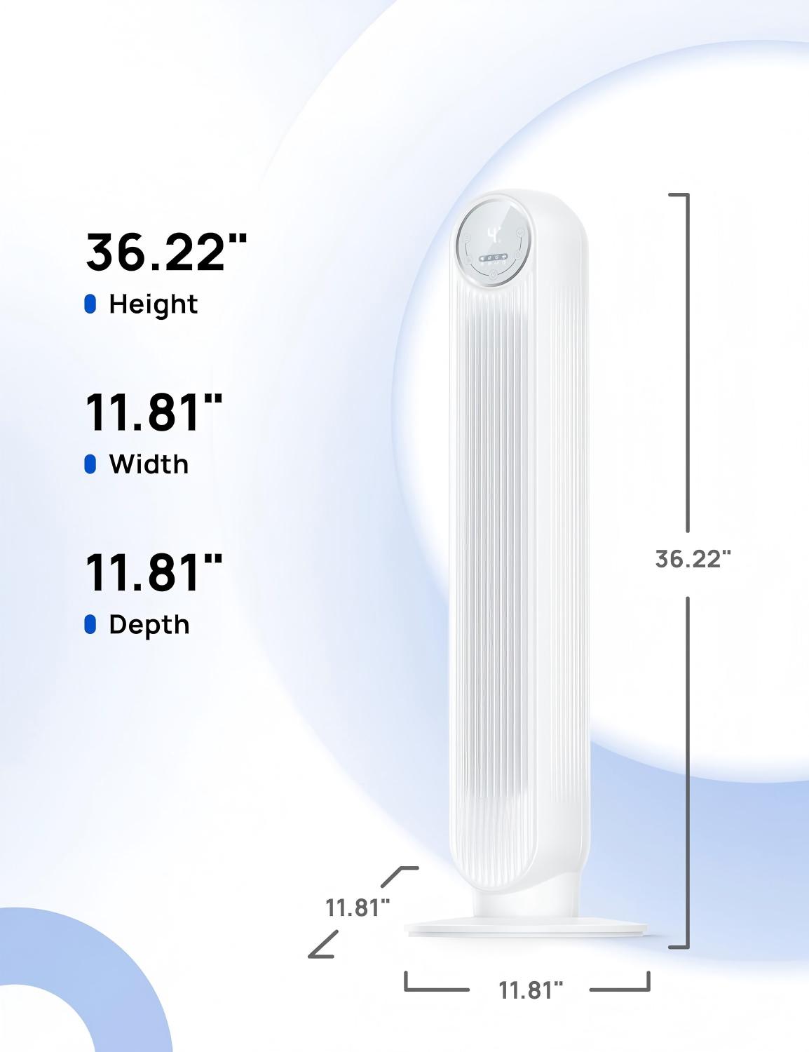Tower Fan for Bedroom 28ft/s High Velocity, 20dB Ultra Quiet Standing Fan