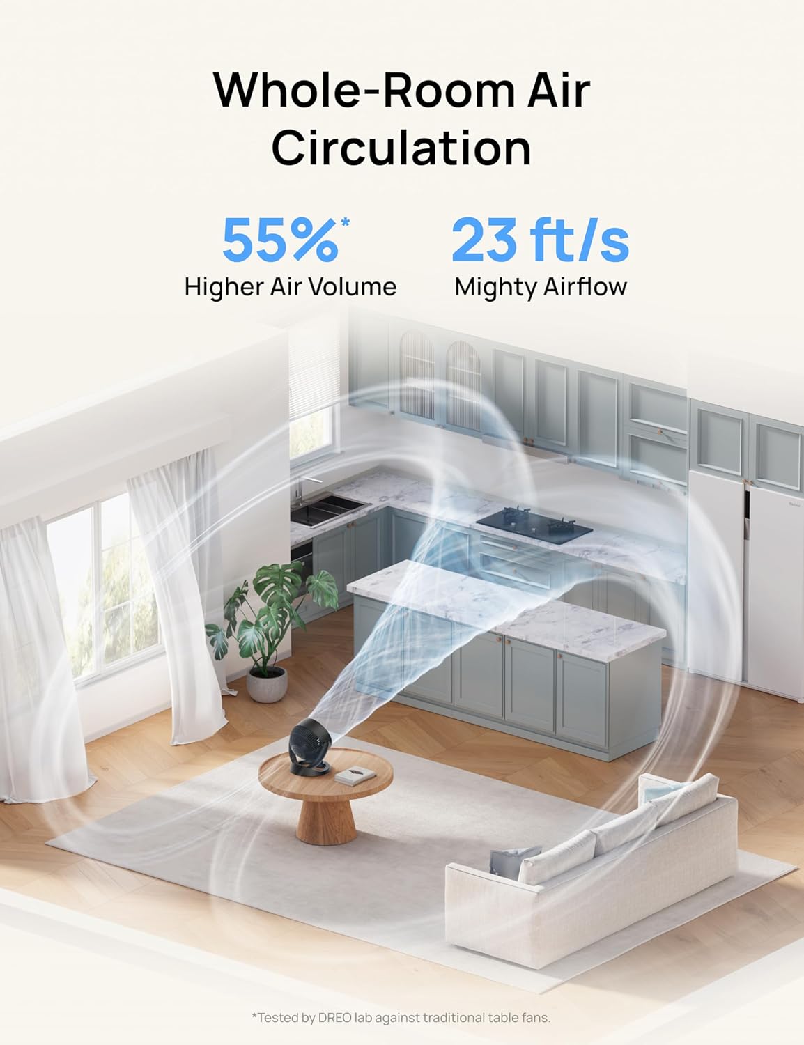 Fan for Bedroom, 12 Inches, 70ft Powerful Airflow, 25db Quiet Table Air Circulator Fans for Whole Room, 120° Adjustable Tilt, 3 Speeds, Desktop Fan for Home, Office, Kitchen 