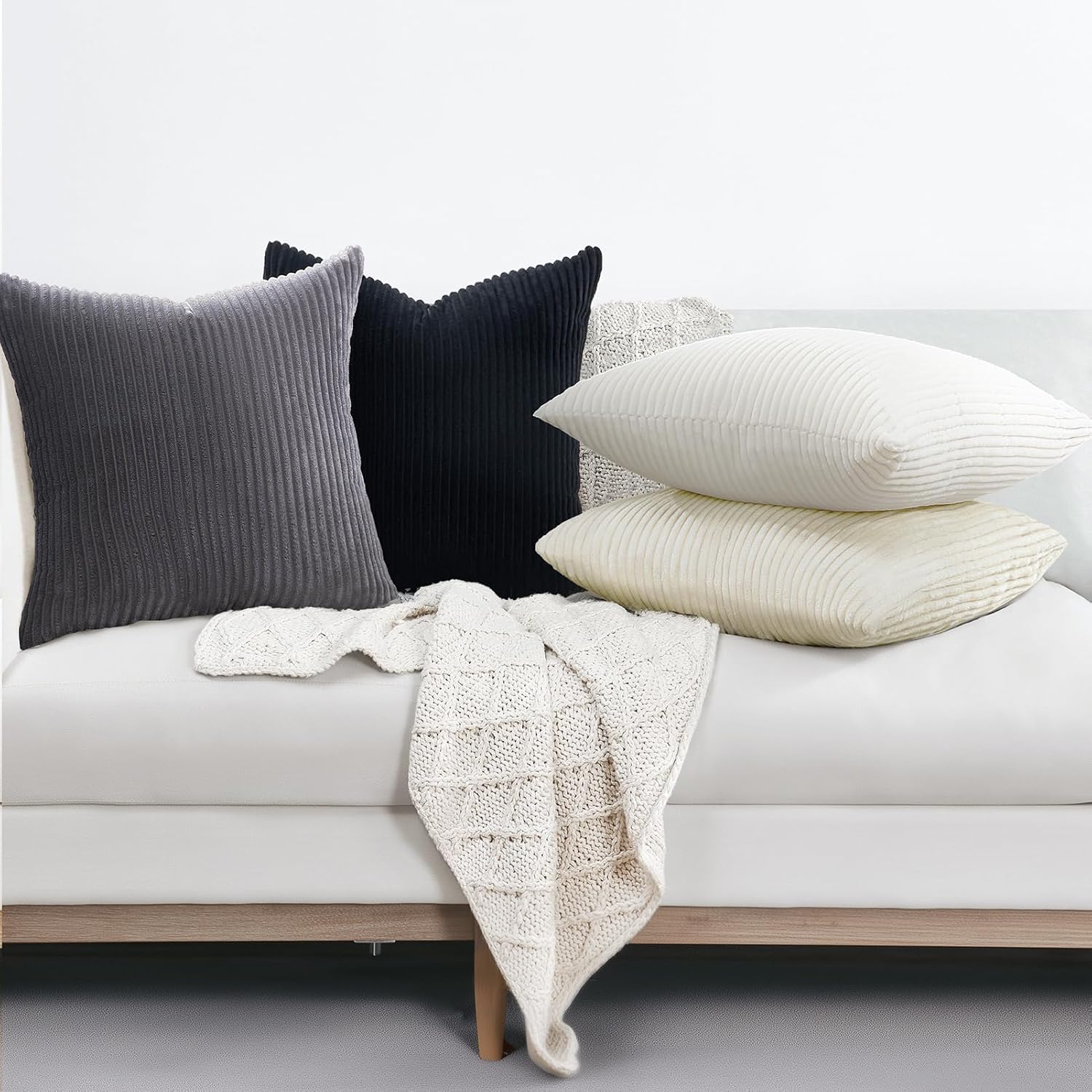 Decorative Throw Pillow Covers Cushion Cases,Set of 4 Soft Velvet Modern Double-Sided Designs,Mix and Match for Boho Farmhouse Fall Home Decor