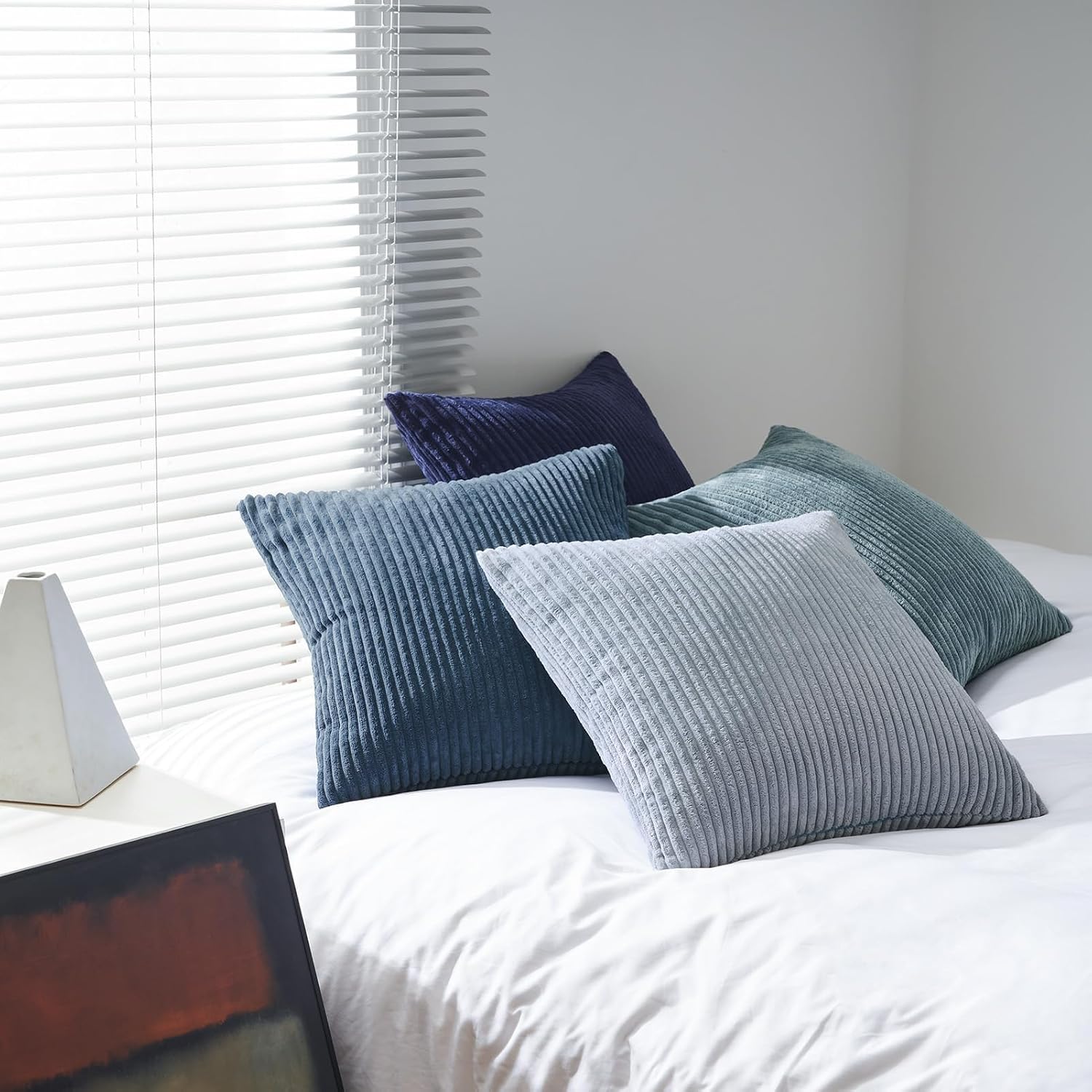 Decorative Throw Pillow Covers Dusty Blue Navy Series 18x18 Inch Set of 4