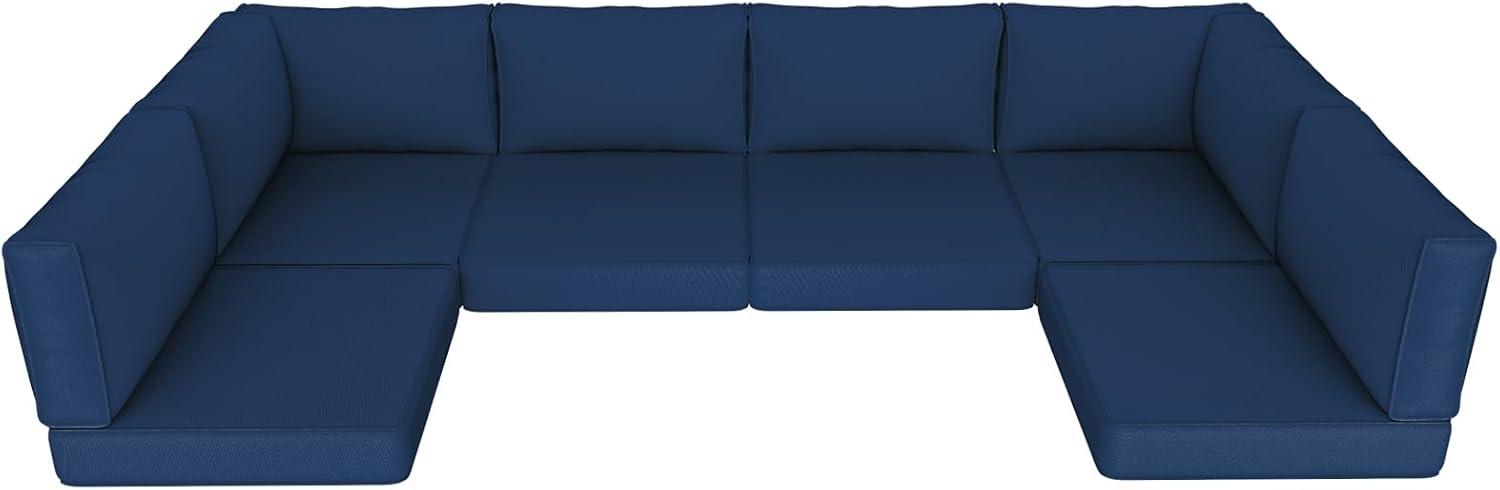 Outdoor Replacement Cushions, Waterproof Outdoor Seat Cushions for Patio Furniture, 14-Piece Couch Cushions Patio Sofa Cushions for Patio 6 Seat Sectional Cushion (Tibetan Blue)