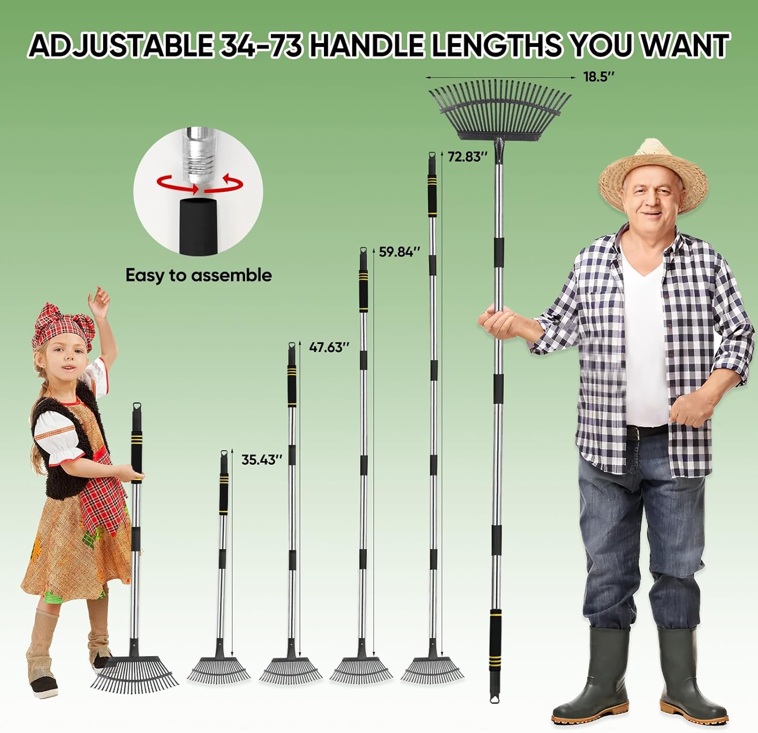 Rake Heavy Duty 6FT Long Garden Rake