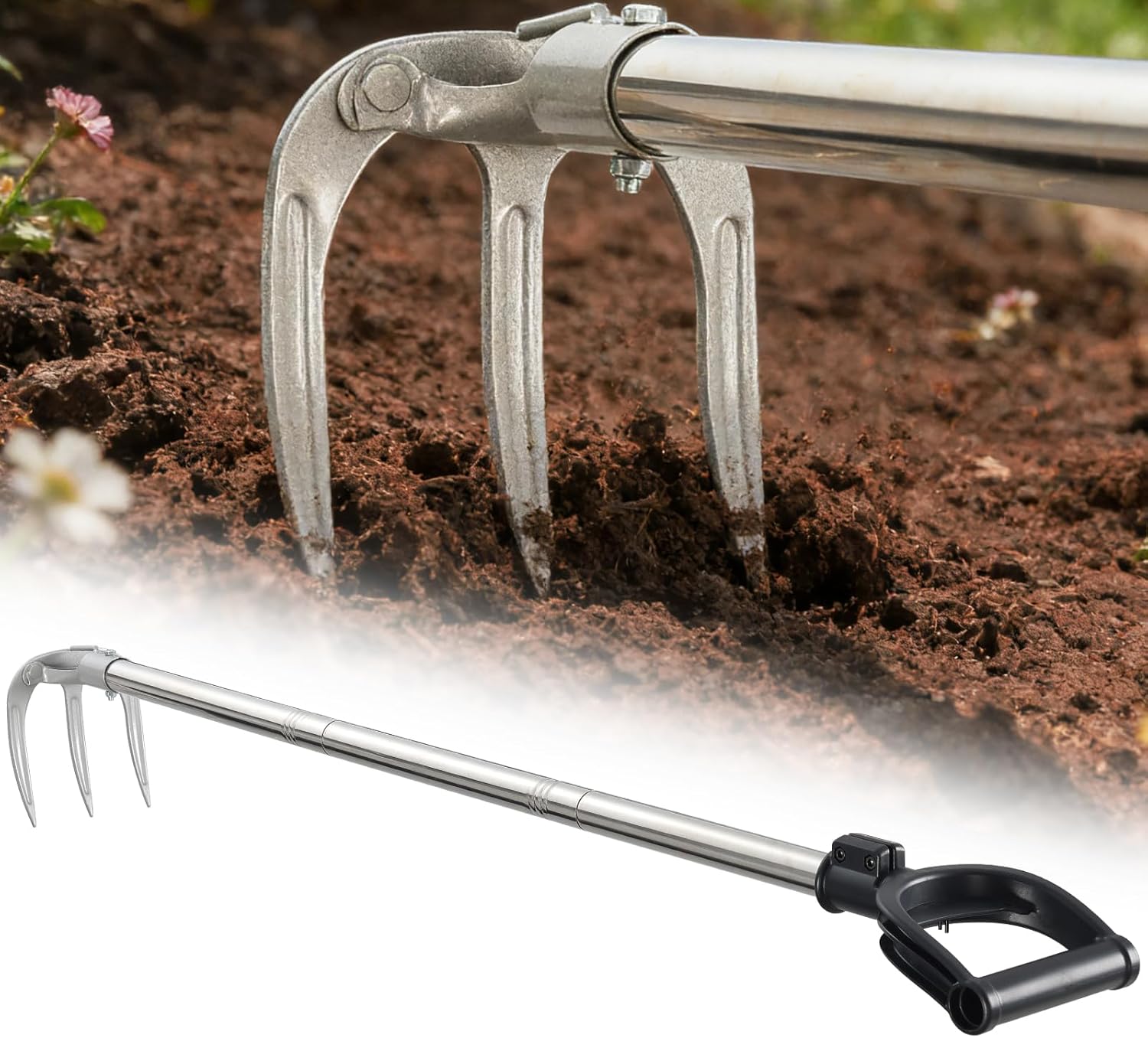 Long Handle Hand Rake Garden Tool