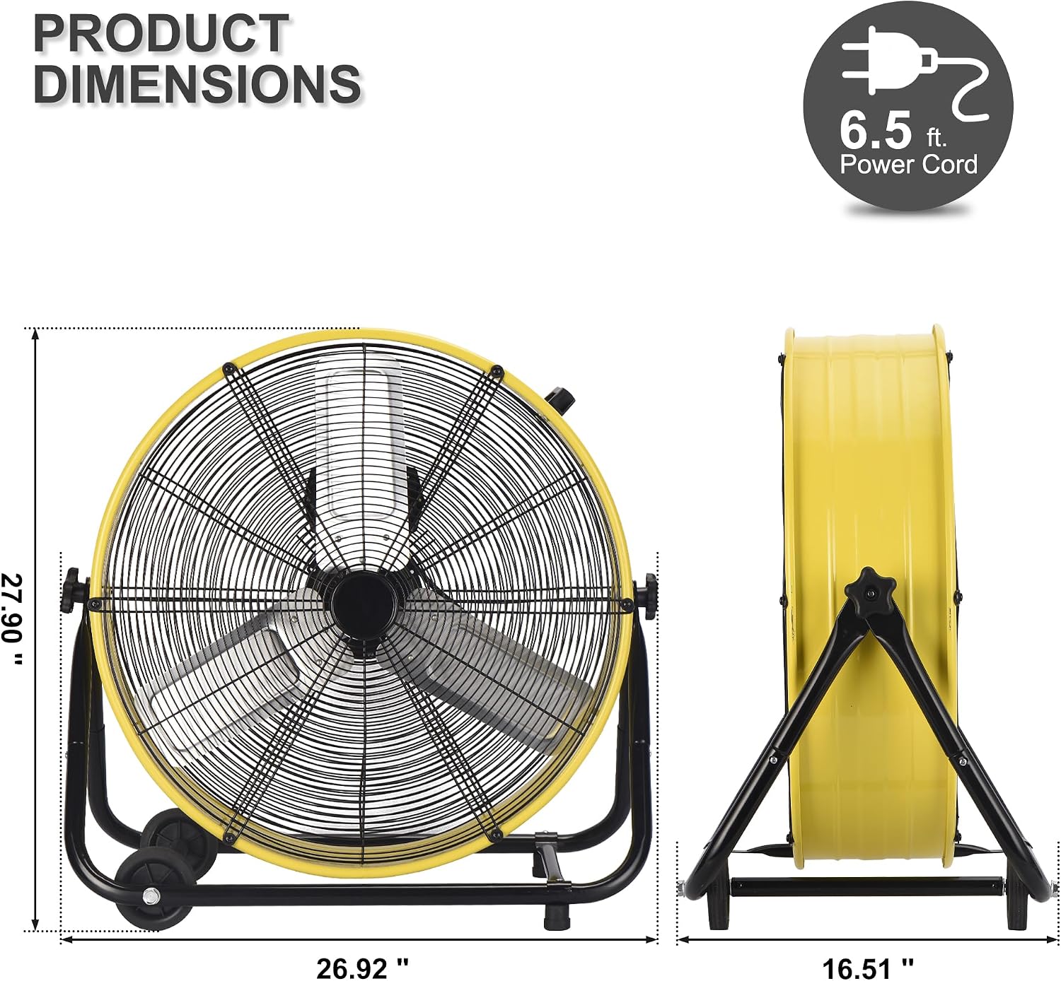 Industrial Drum Fan  3-Speed Heavy Duty Metal Air Circulator for Shop, Factory, Warehouse, Workshop, Garage 