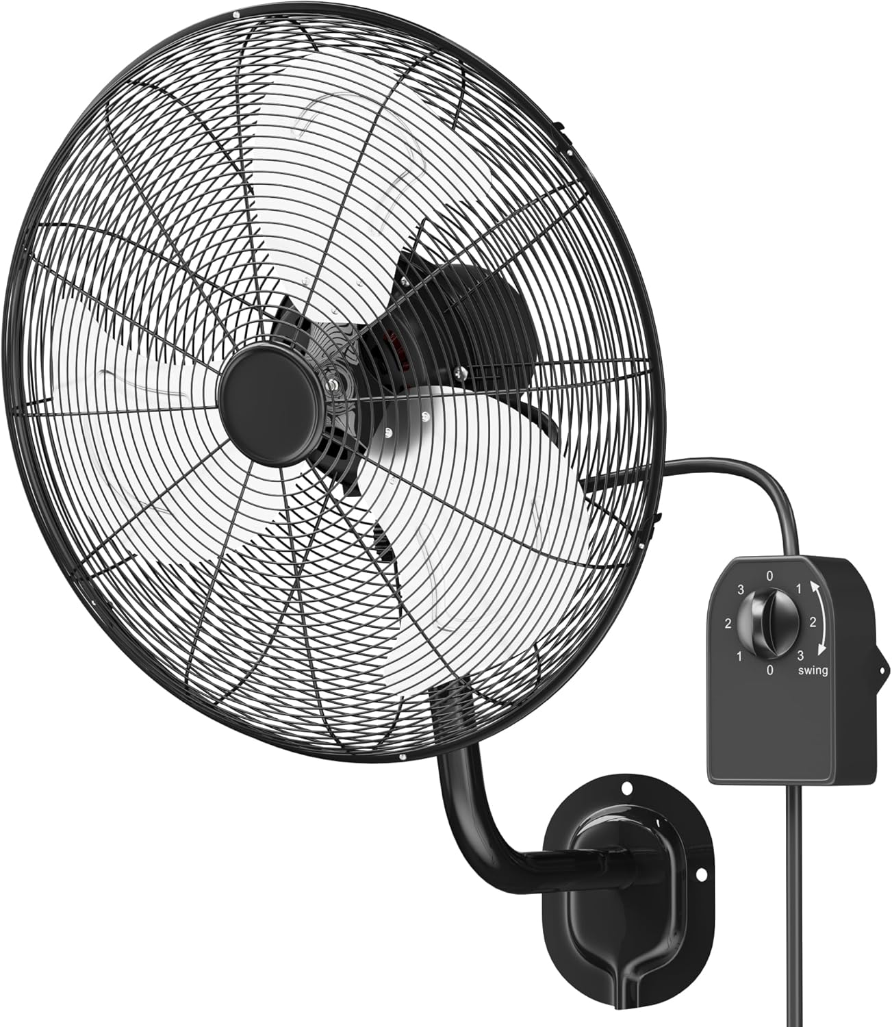 Wall Mount Fan 20inch, Heavy Duty Industrial Outdoor Wall Fan, High Velocity Oscillating Fans with 3 Speeds for Patio, Shop, Greenhouse, Garage, Commercial, Household use 