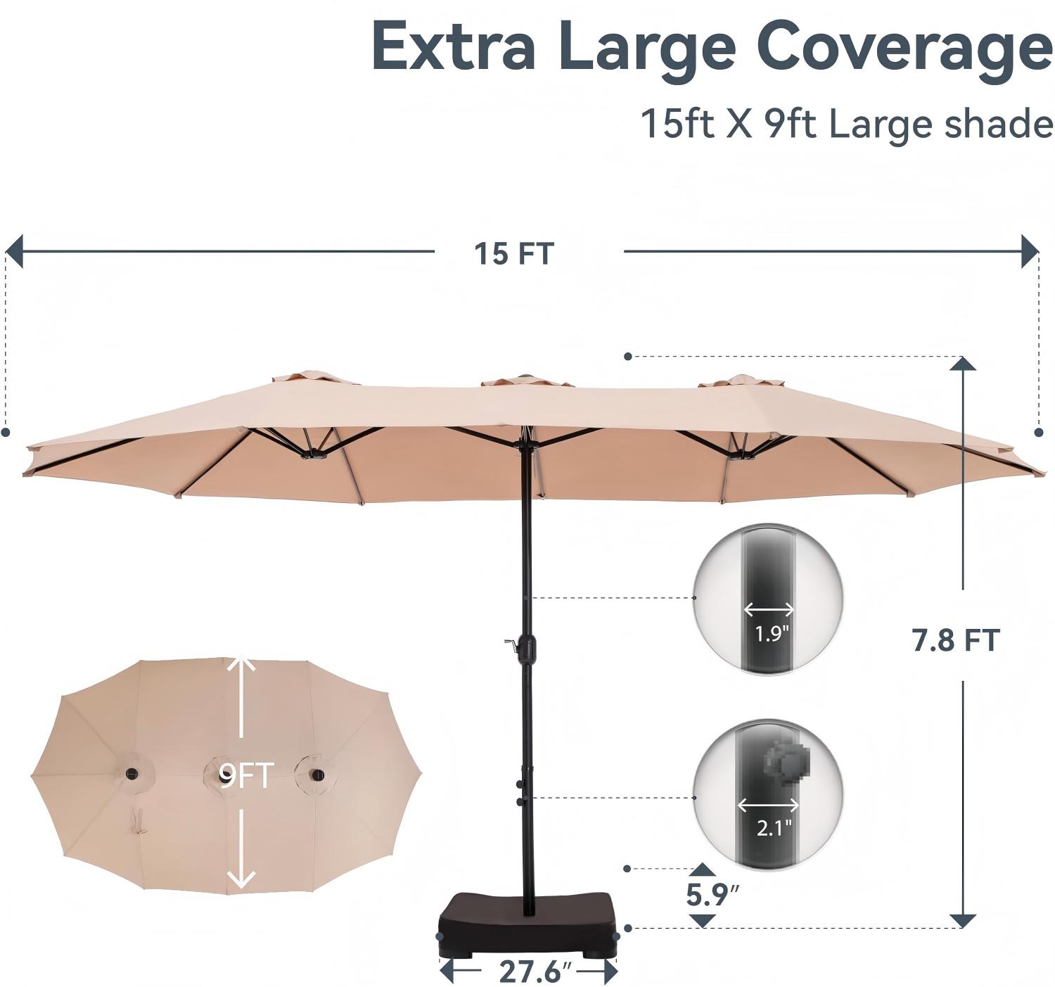 Large Patio Umbrellas with Base Included