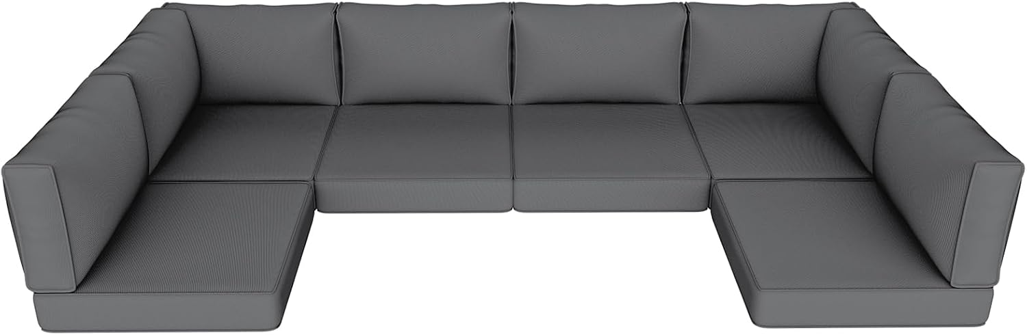 Outdoor Replacement Cushions, Waterproof Outdoor Seat Cushions for Patio Furniture, 14-Piece Couch Cushions Patio Sofa Cushions for Patio 6 Seat Sectional Cushion (Dark Gray)