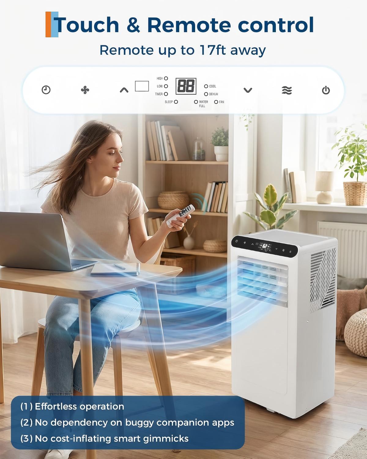 8000 BTUs Portable Air Conditioners,350 Sq.Ft. Ceer 6.2,DOE 5K BTUs 