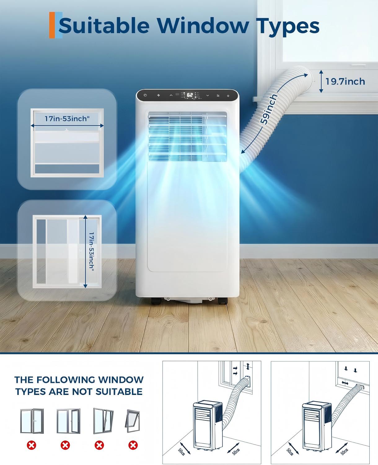 8000 BTUs Portable Air Conditioners,350 Sq.Ft. Ceer 6.2,DOE 5K BTUs 