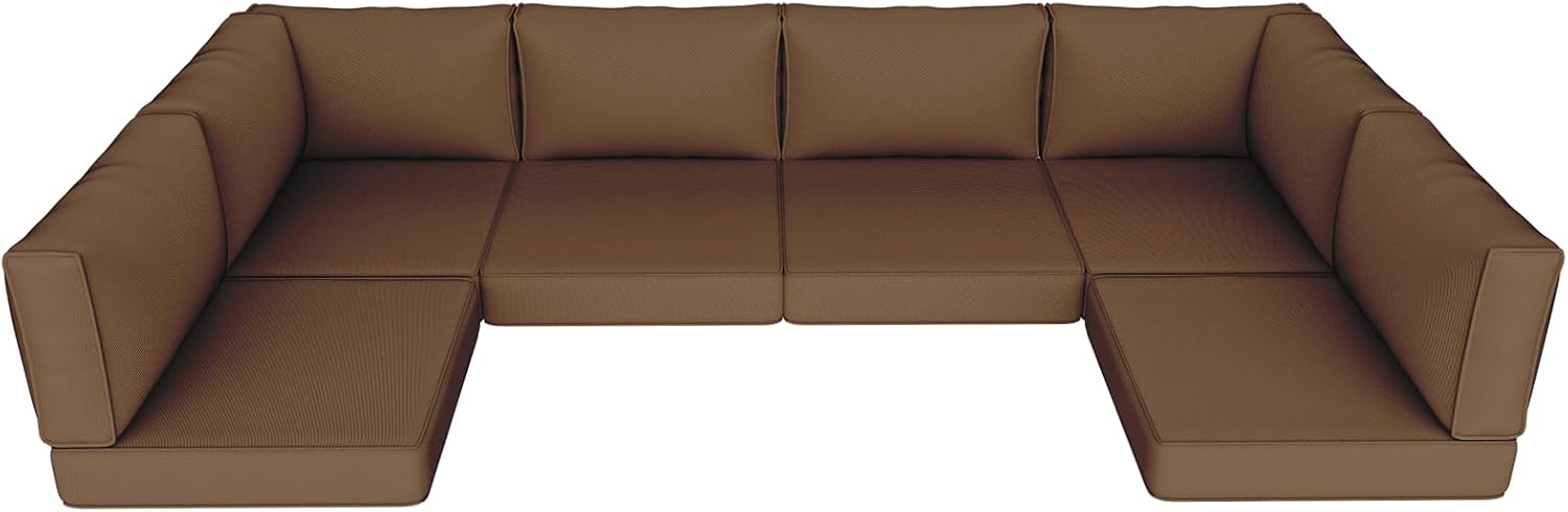 Outdoor Replacement Cushions, Waterproof Outdoor Seat Cushions for Patio Furniture, 14-Piece Couch Cushions Patio Sofa Cushions for Patio 6 Seat Sectional Cushion (Coffee)
