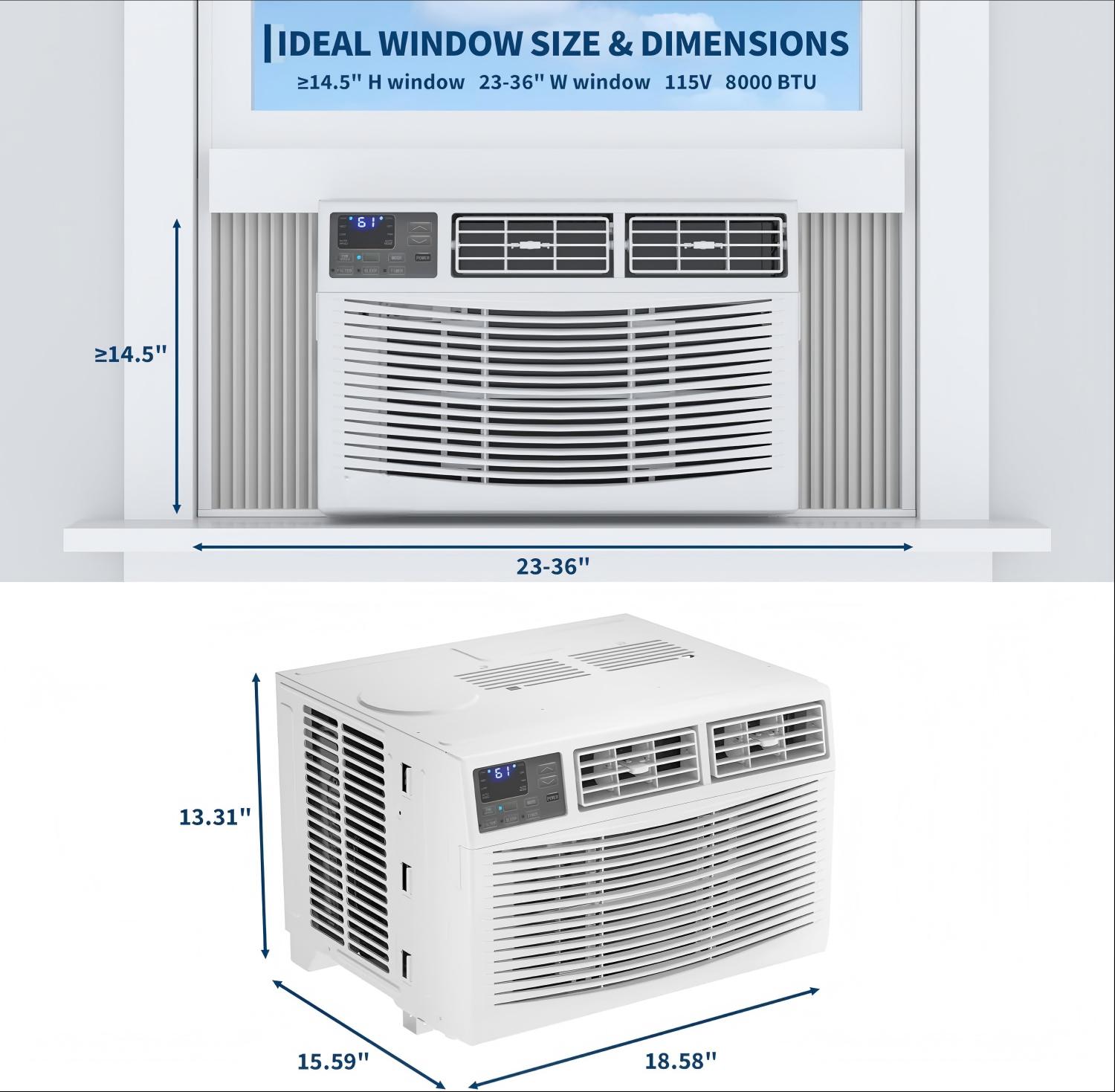8000 BTU Window Air Conditioner Unit with Remote Control