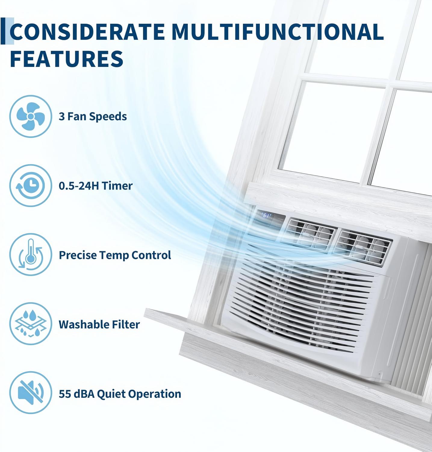 8000 BTU Window Air Conditioner Unit with Remote Control