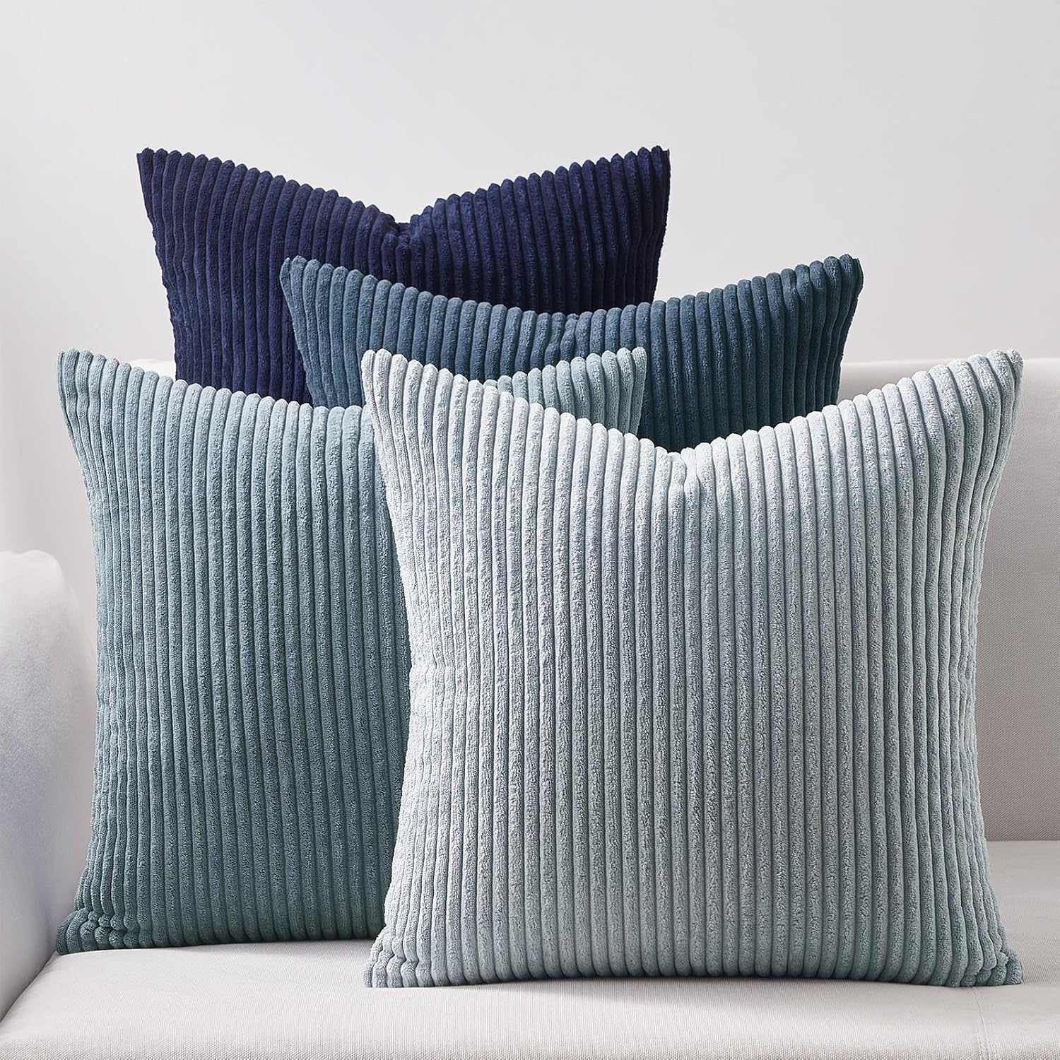 Decorative Throw Pillow Covers Dusty Blue Navy Series 18x18 Inch Set of 4