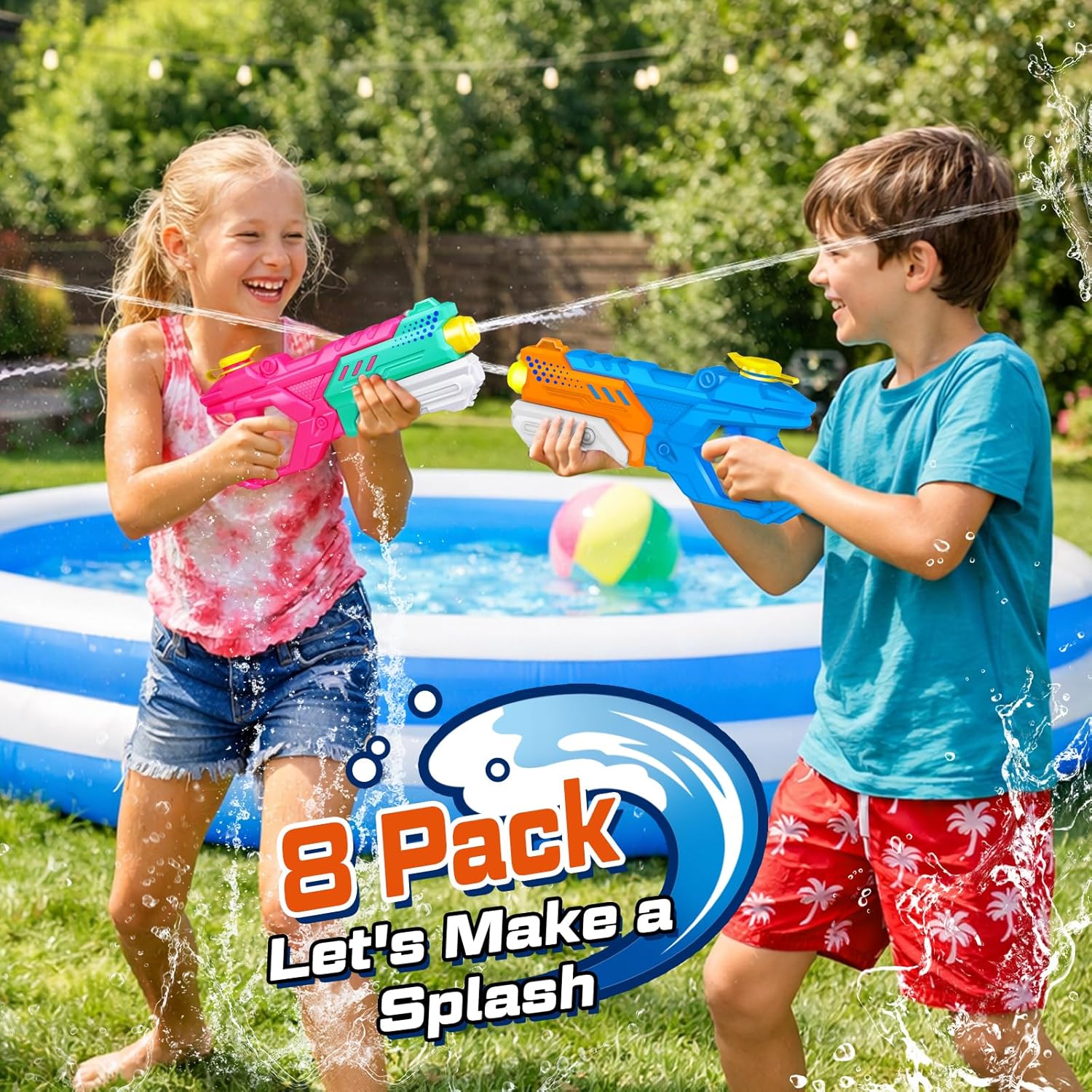 8 Pack 600cc Water Guns for Kids & Adults