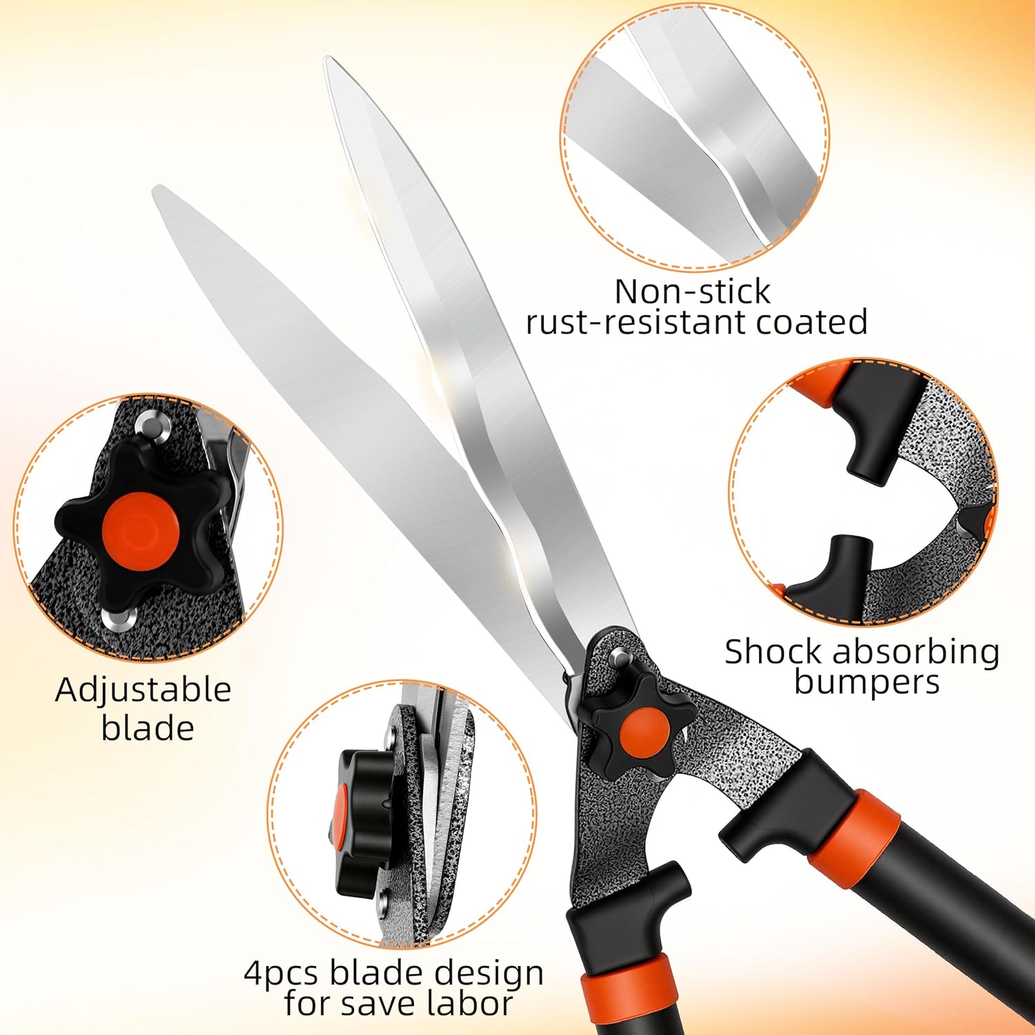 Loppers Hedge Shears & Pruners Combo Set 1-Piece Hedge Clippers