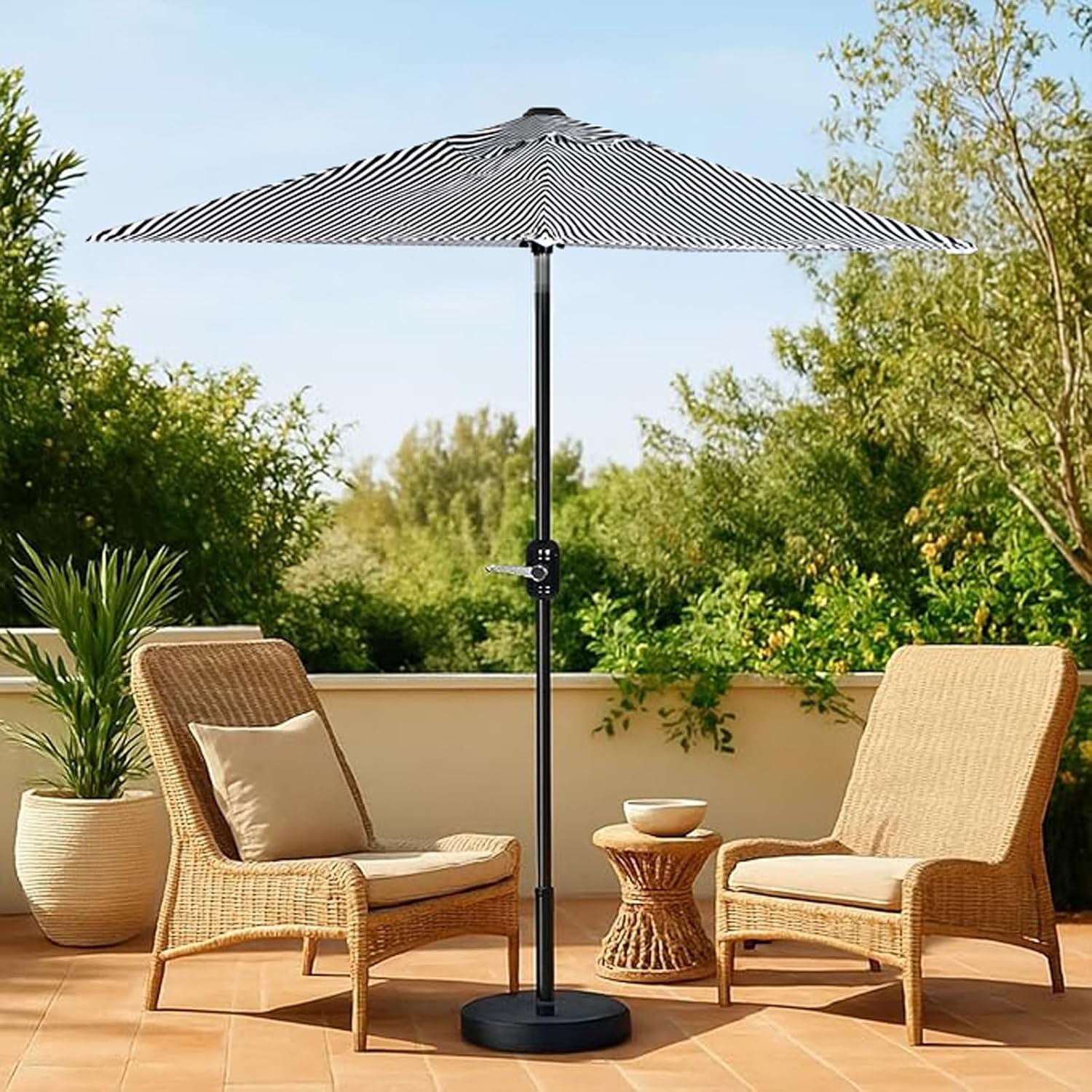 Outdoor Patio Umbrella, Easy Open/Close Crank and Push Button Tilt Adjustment 