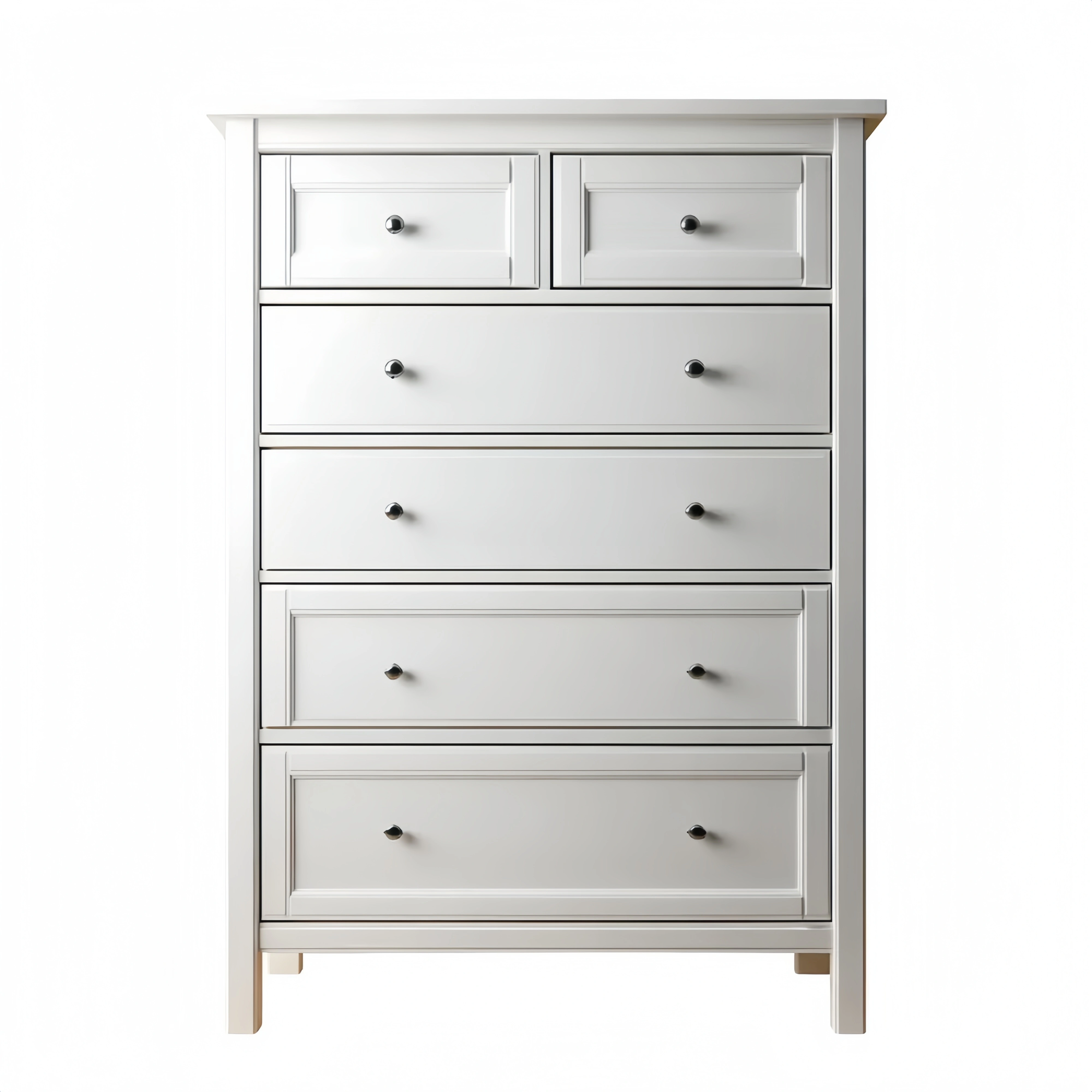 Holz Kommode mit 5 Schubladen, 80x40x115 cm, Weiß