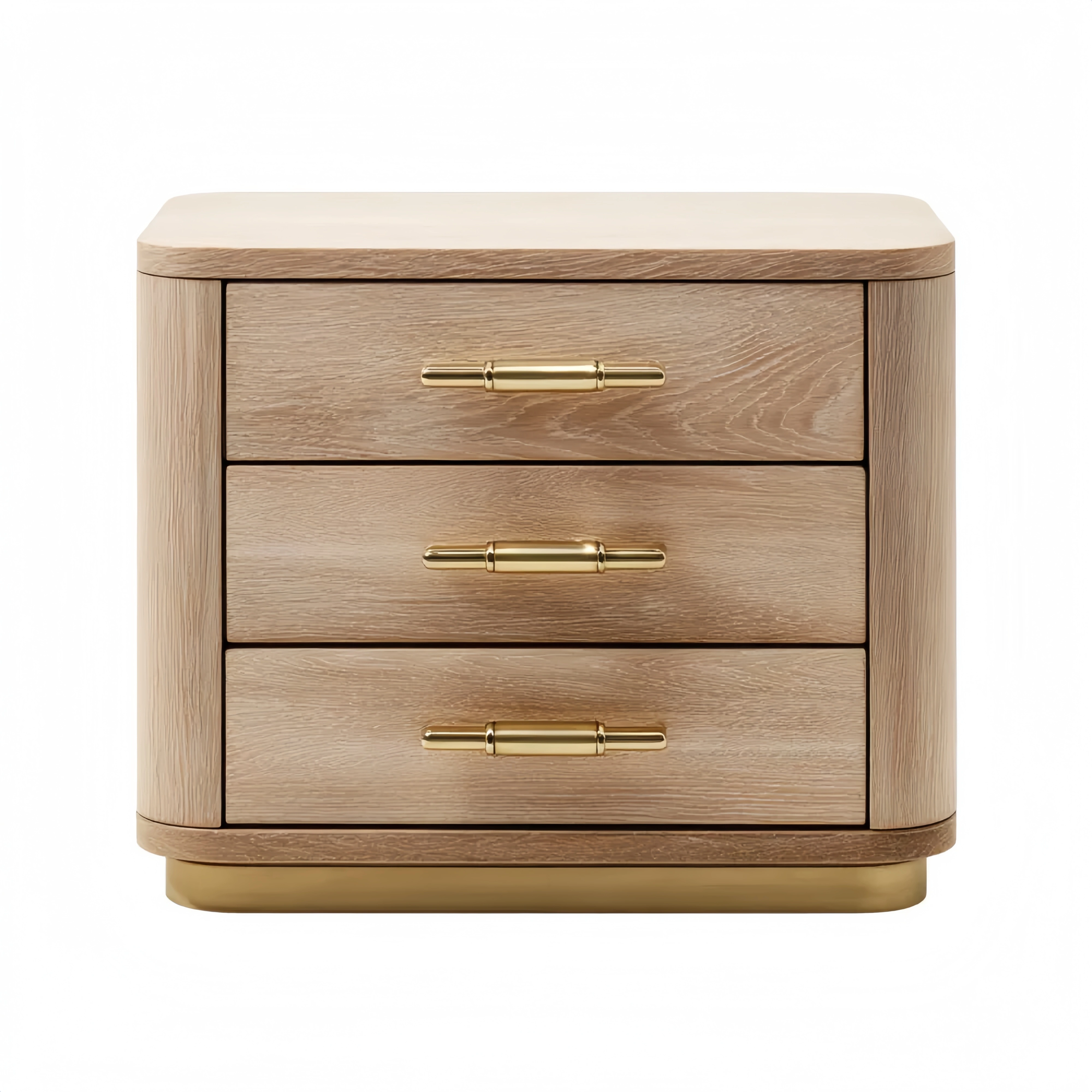 Holz Nachttisch mit Messinggriffen 45x35x60 cm