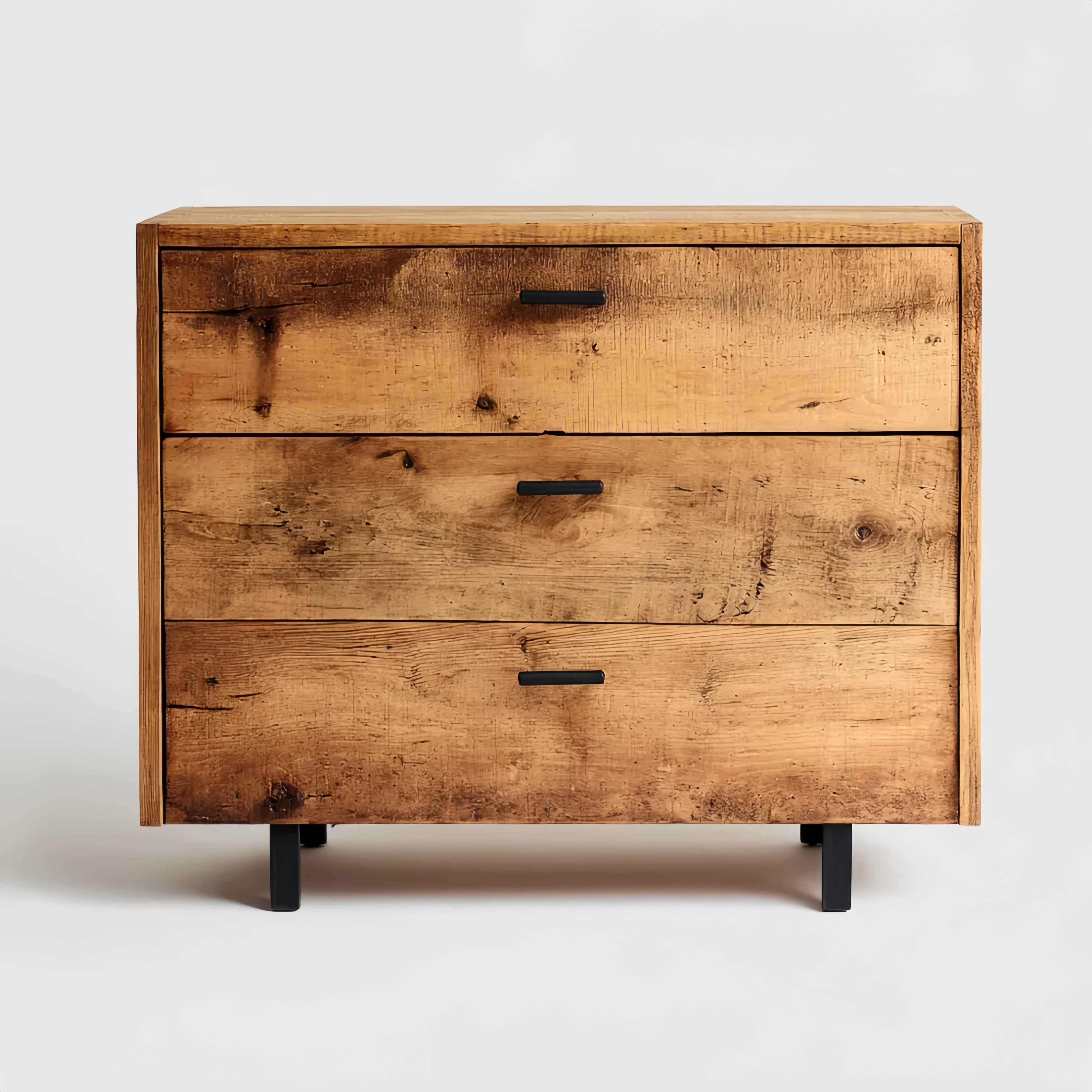 Kommode Massives Eichenholz mit Metallgriffen 85x40x75 cm