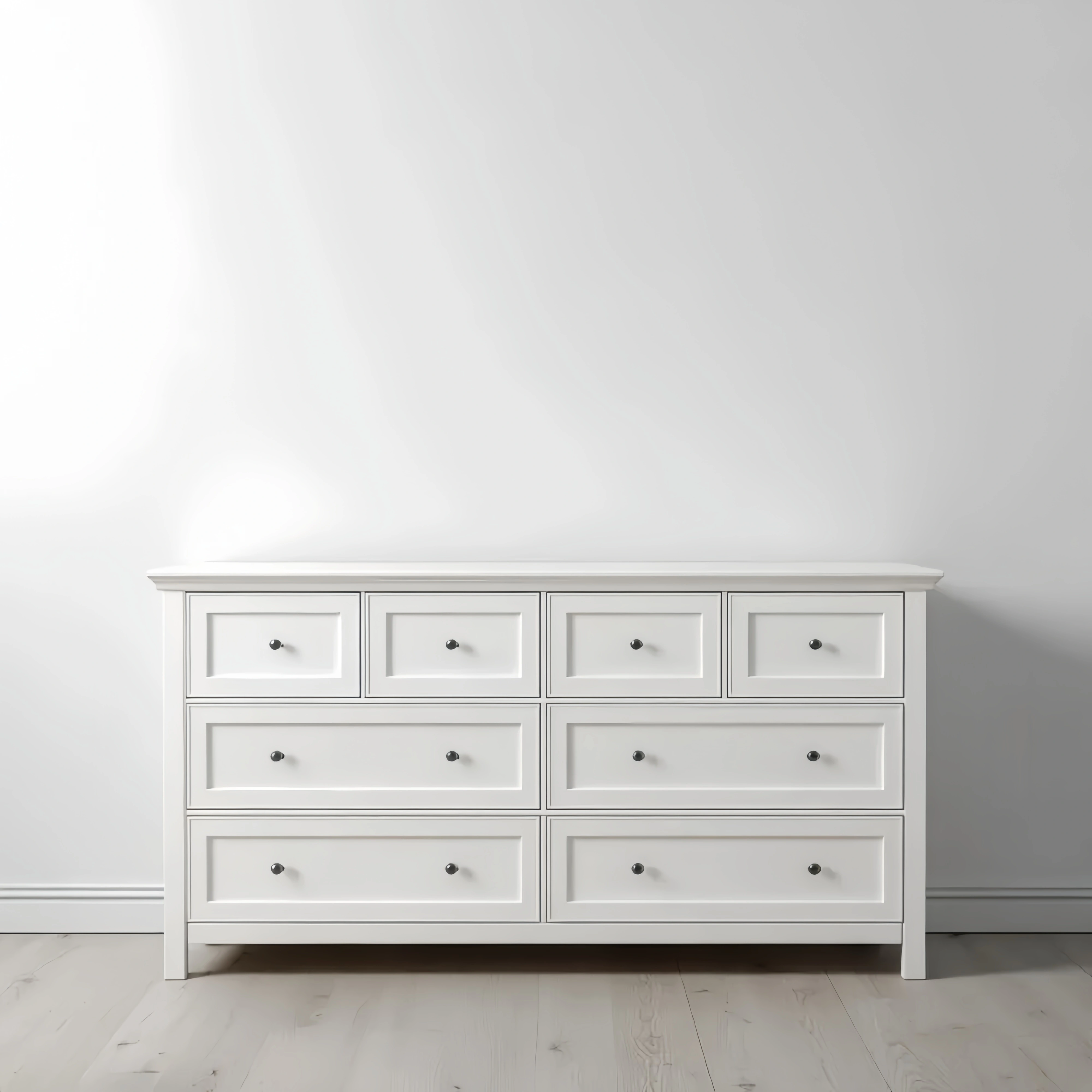 Weiße Holzkommode mit Schubladen