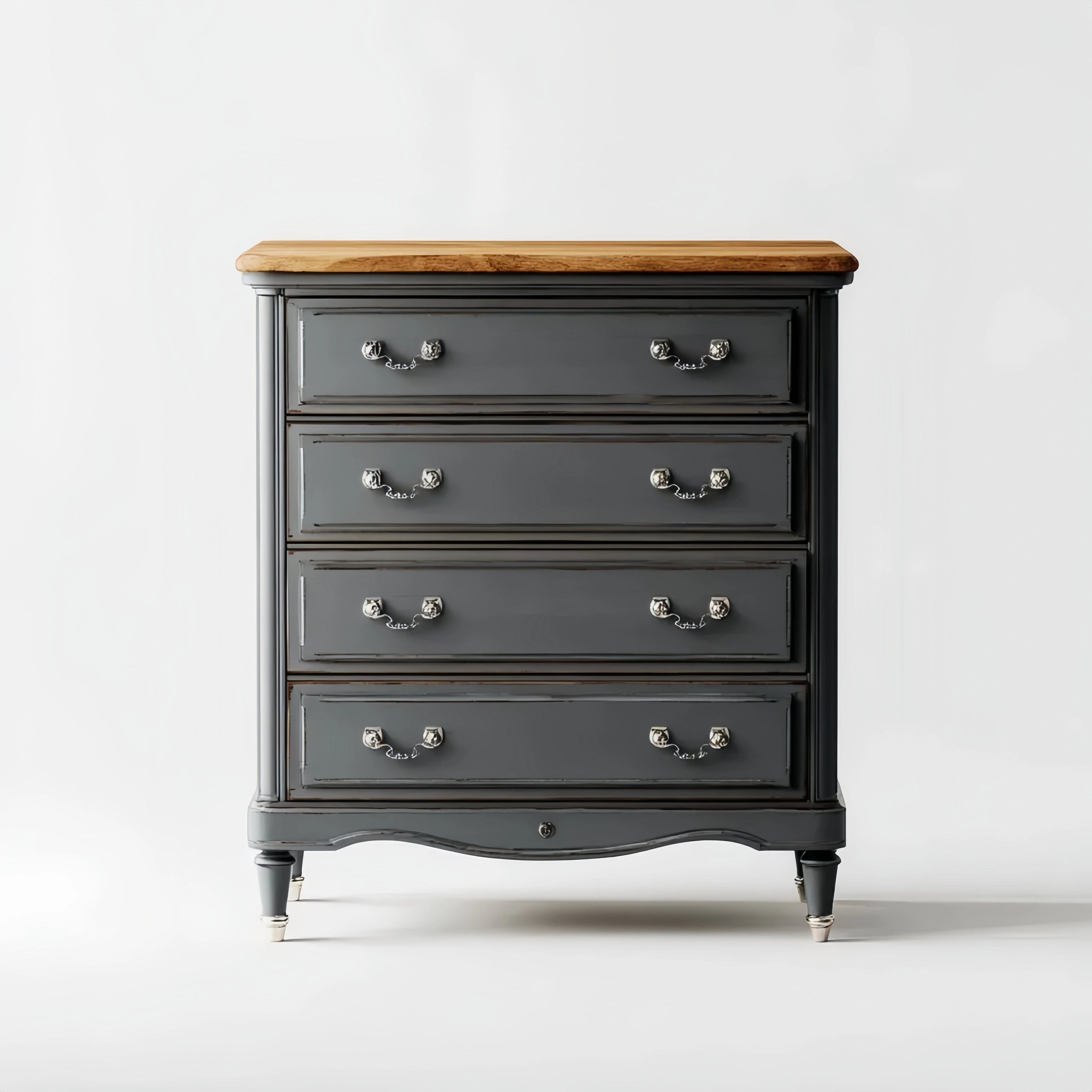 Holzkommode mit Metallgriffen 80x40x90 cm - Dunkelgrau