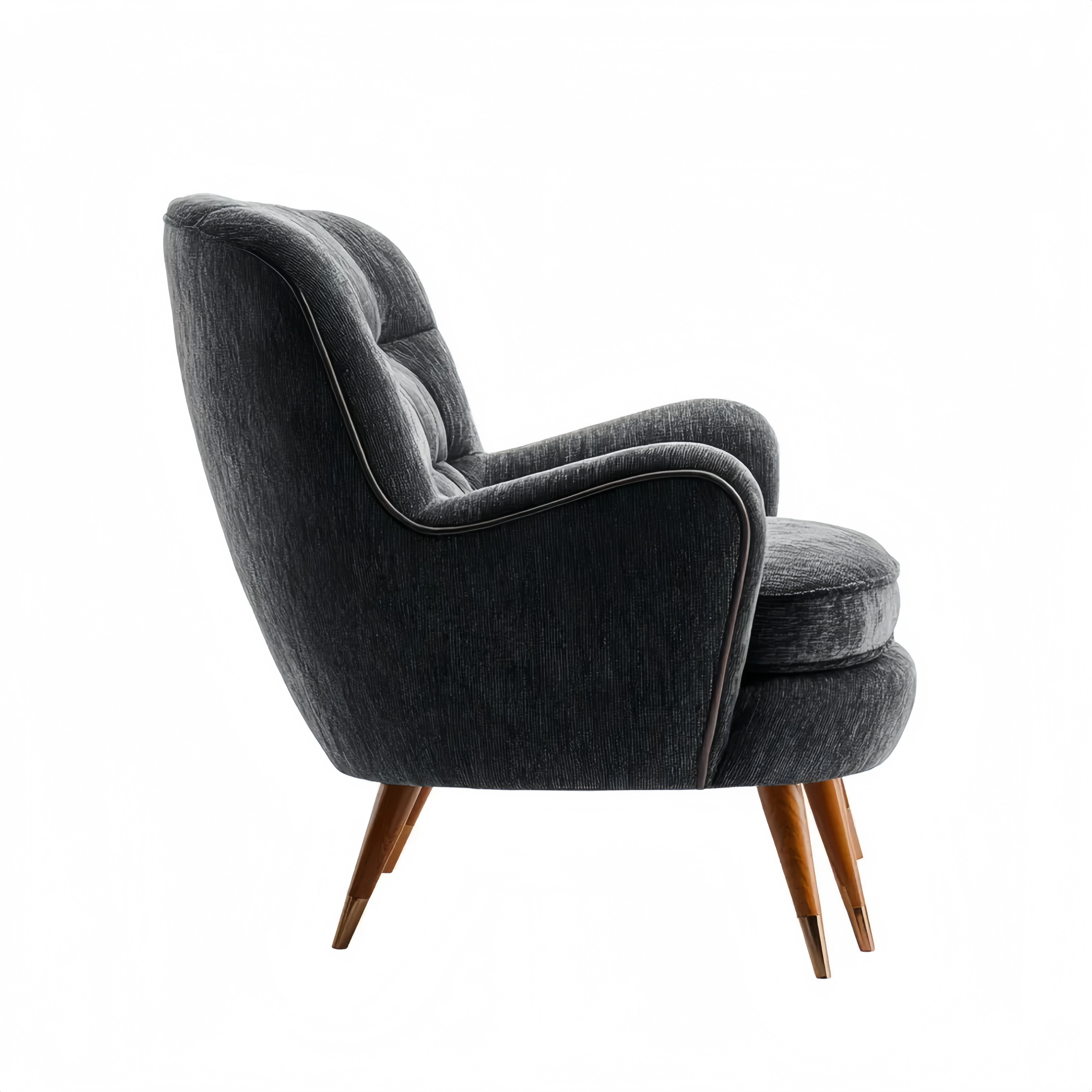 Mid-Century Sessel 80x85x100 cm Stoff Dunkelgrau