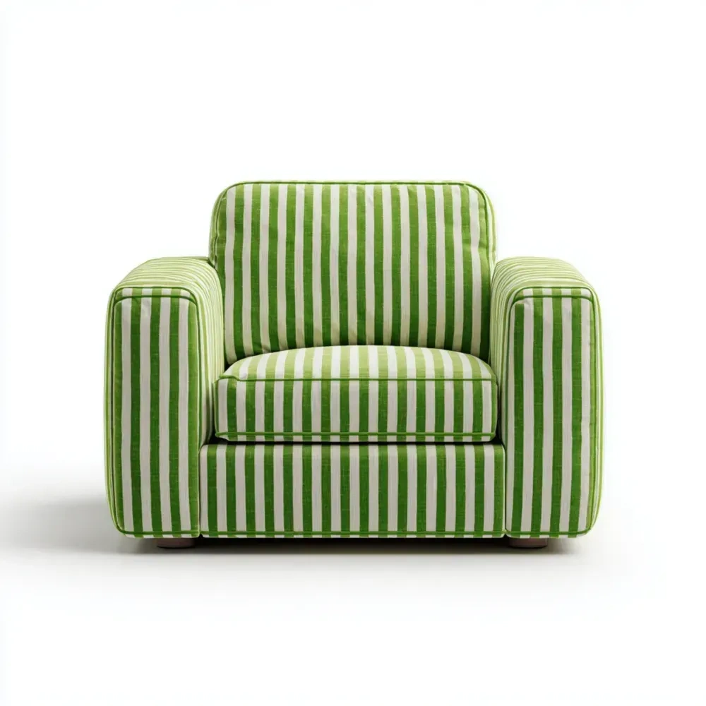 Sessel aus Streifenstoff 85x90x75 cm – Grün-Weiß