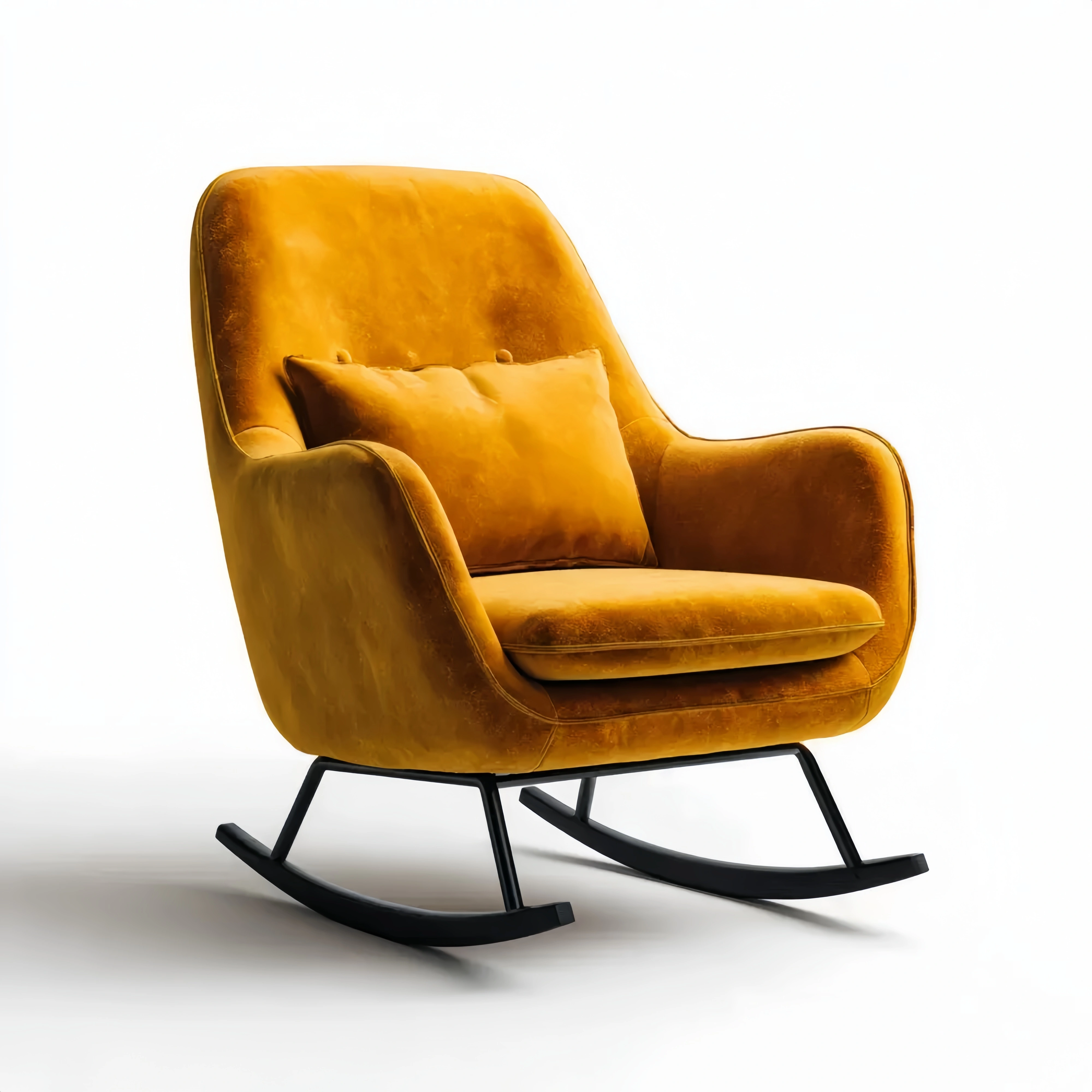 Samt-Schaukelstuhl mit Stahlrahmen - Senfgelb
