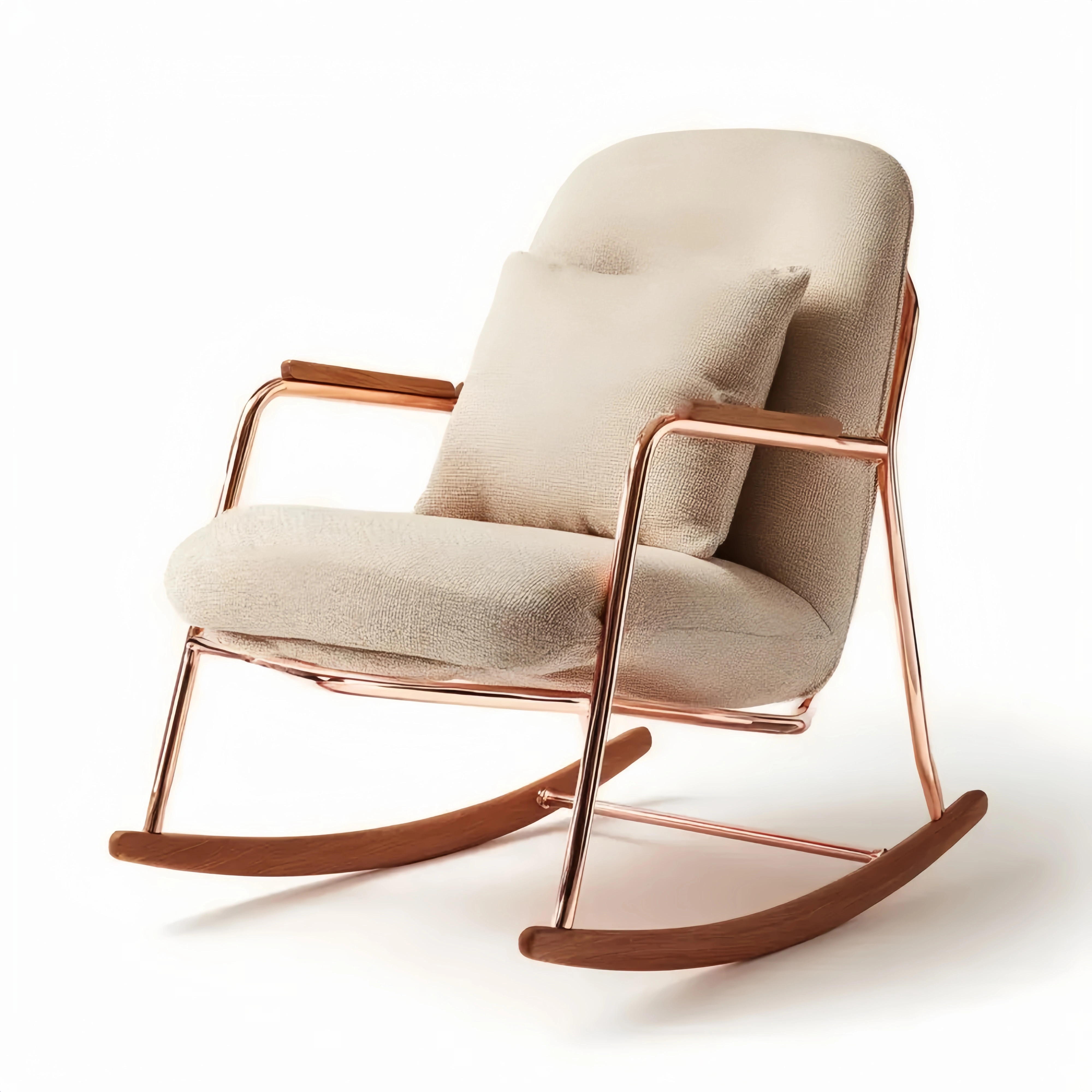 Schaukelstuhl mit Metallrahmen und Stoff - Beige